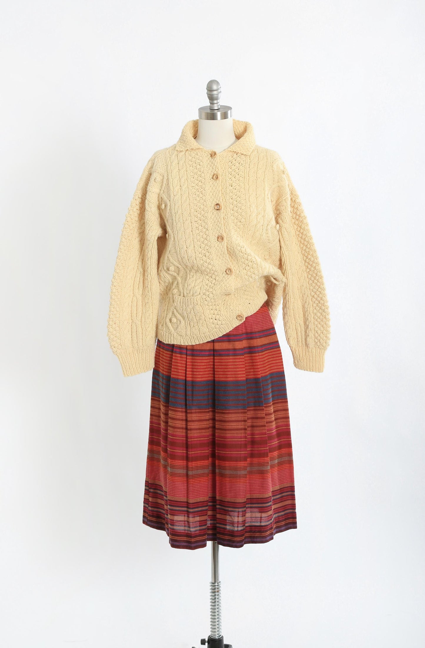 Vintage 70s 80s striped cotton blend skirt