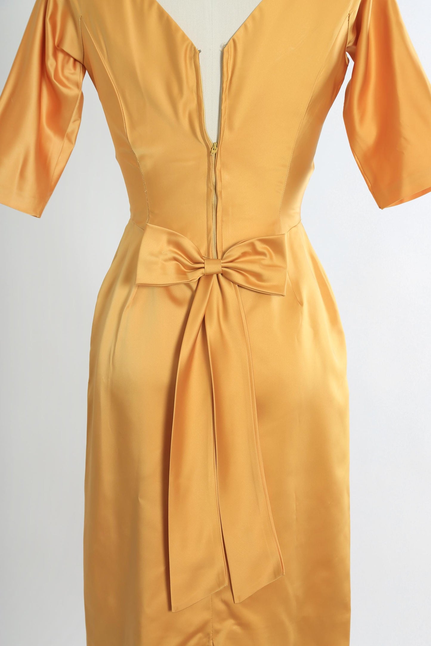 50s Gold satin wiggle dress