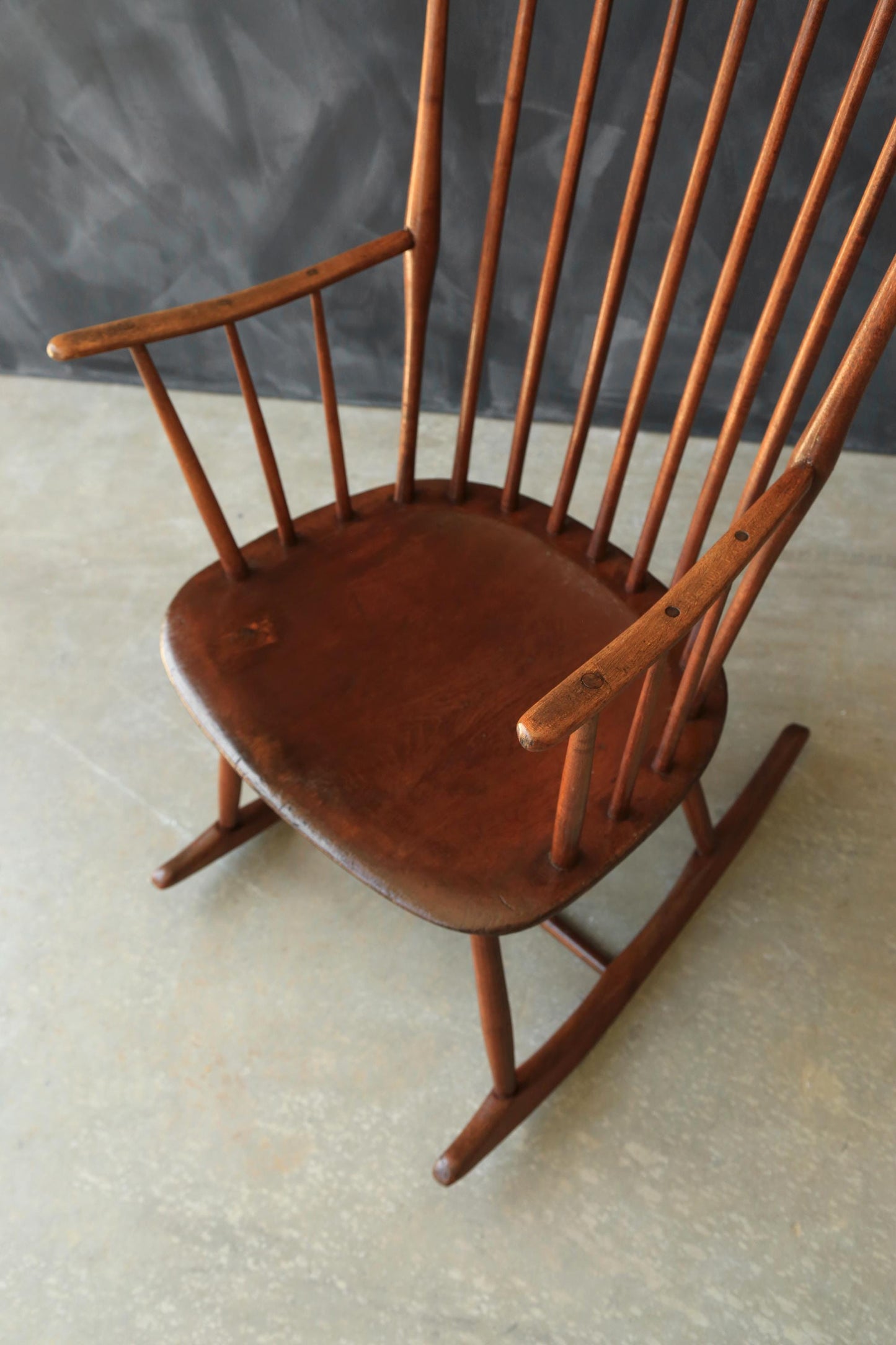 Antique 19th Century spindle back wood Ladies rocking chair