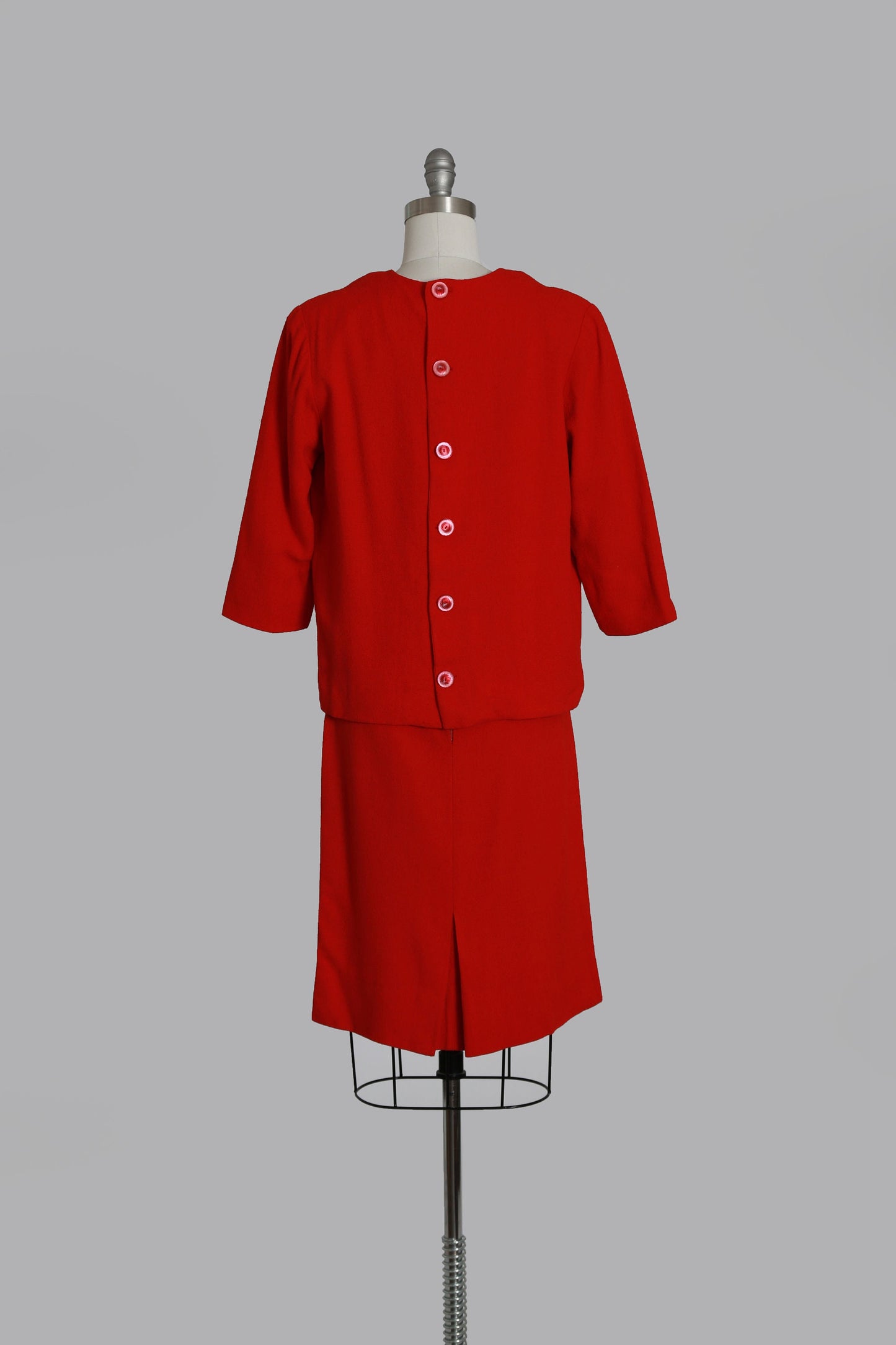60s red wool suit | Vintage 1960s red 2pc shift dress + top suit | Mid century Modern 2pc dress suit