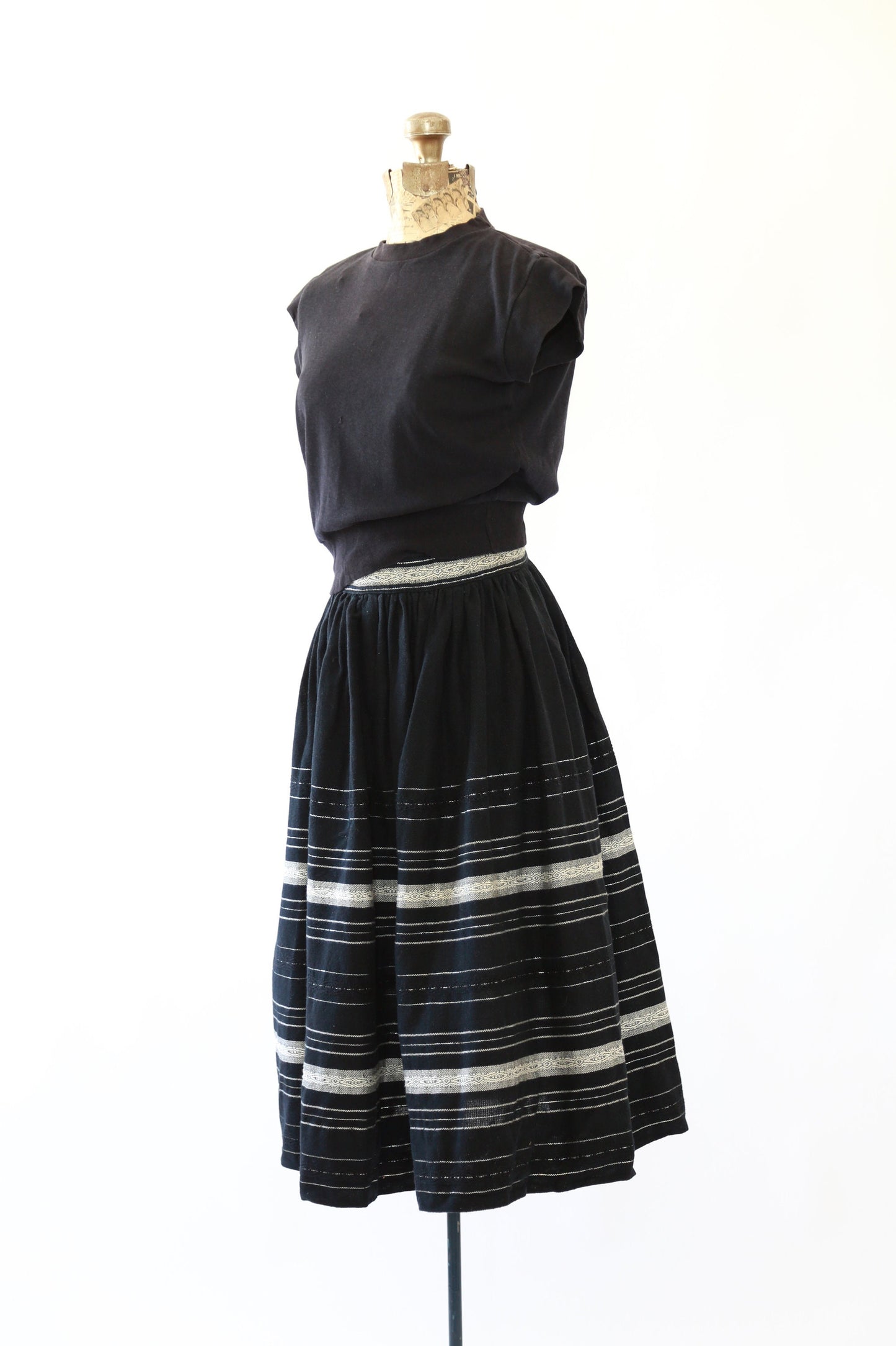 40s Serape skirt | vintage 1940s black woven Mexican skirt