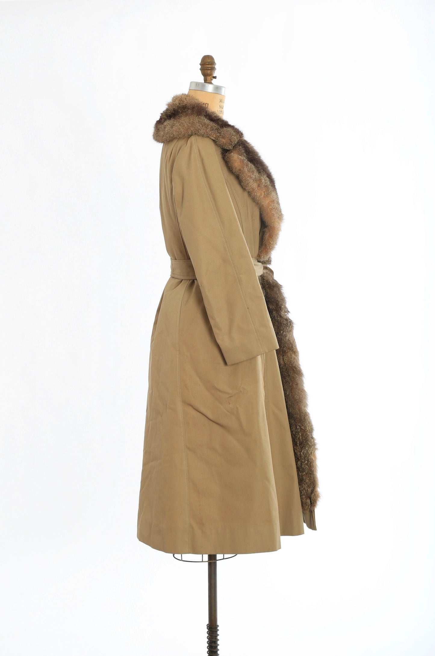 Vintage 1970s coyote fur trench coat