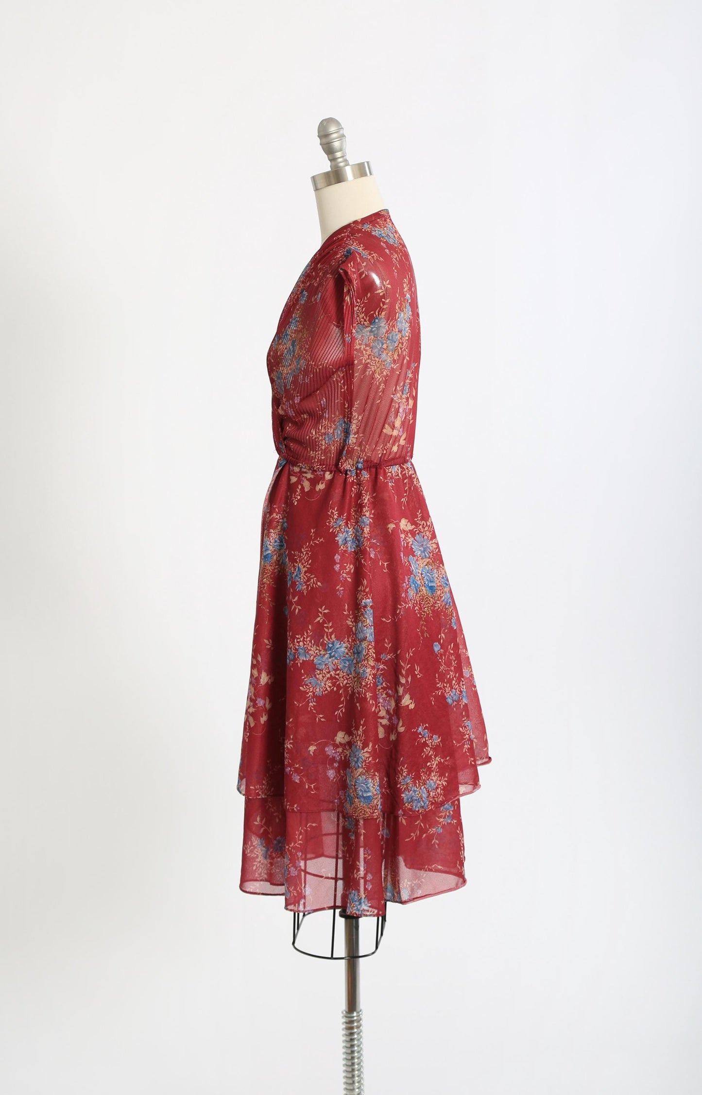 Vintage 70s semi sheer floral dress
