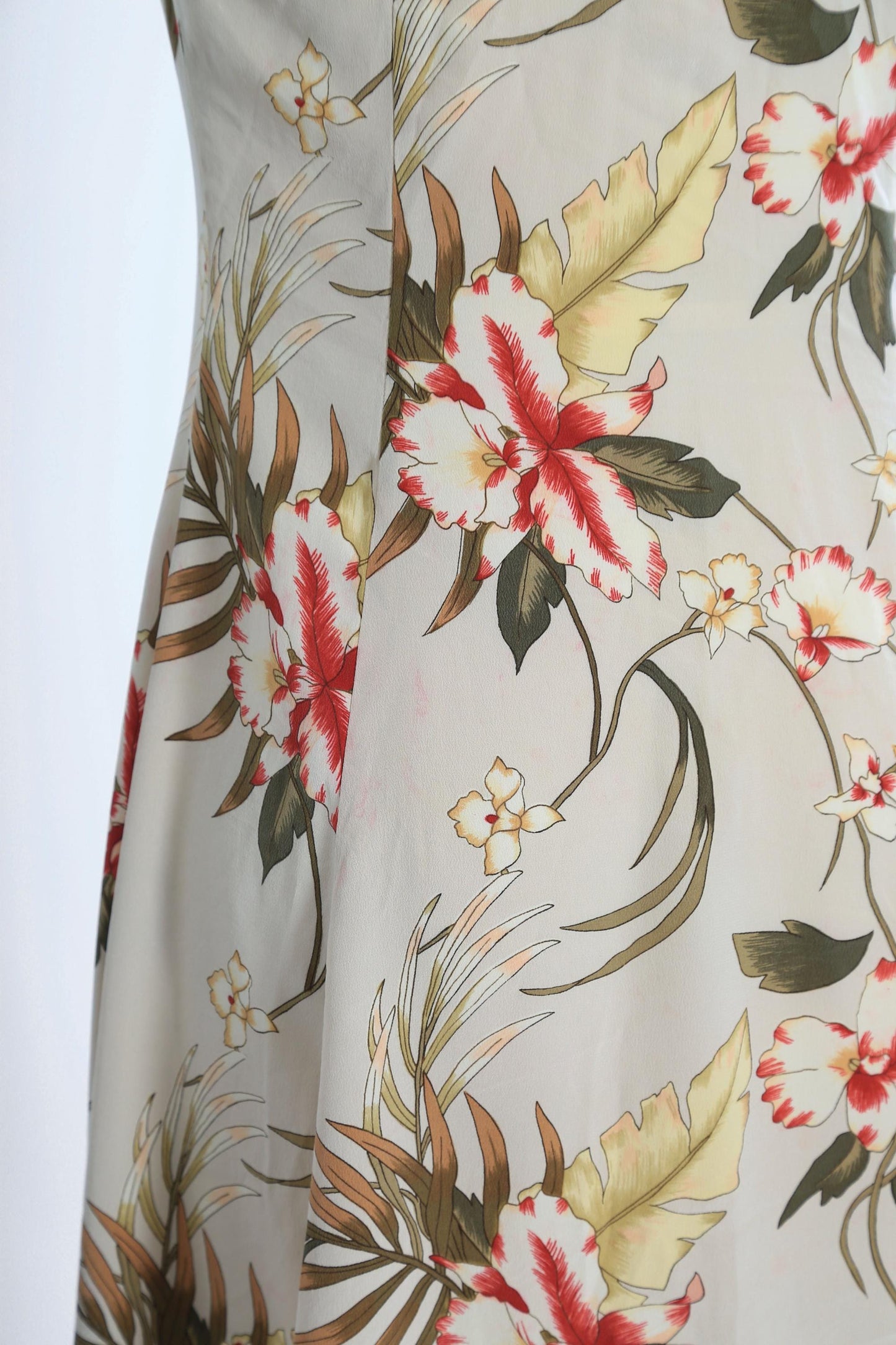 Y2K tropical floral silk midi dress