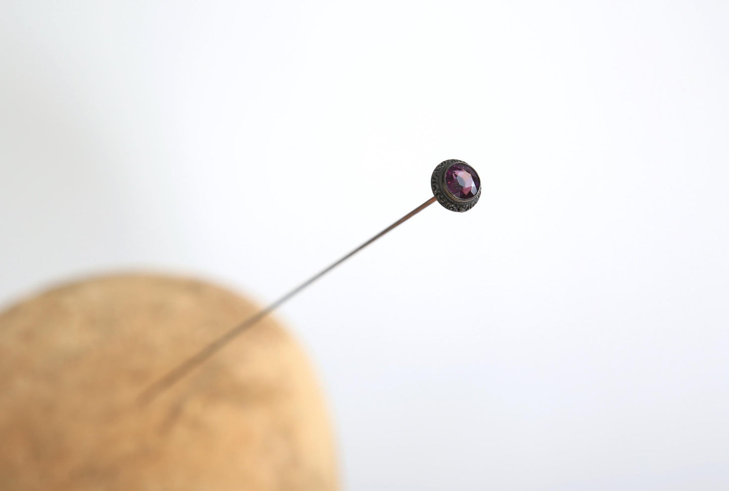 Antique Victorian sterling silver Amethyst paste stick hat pin