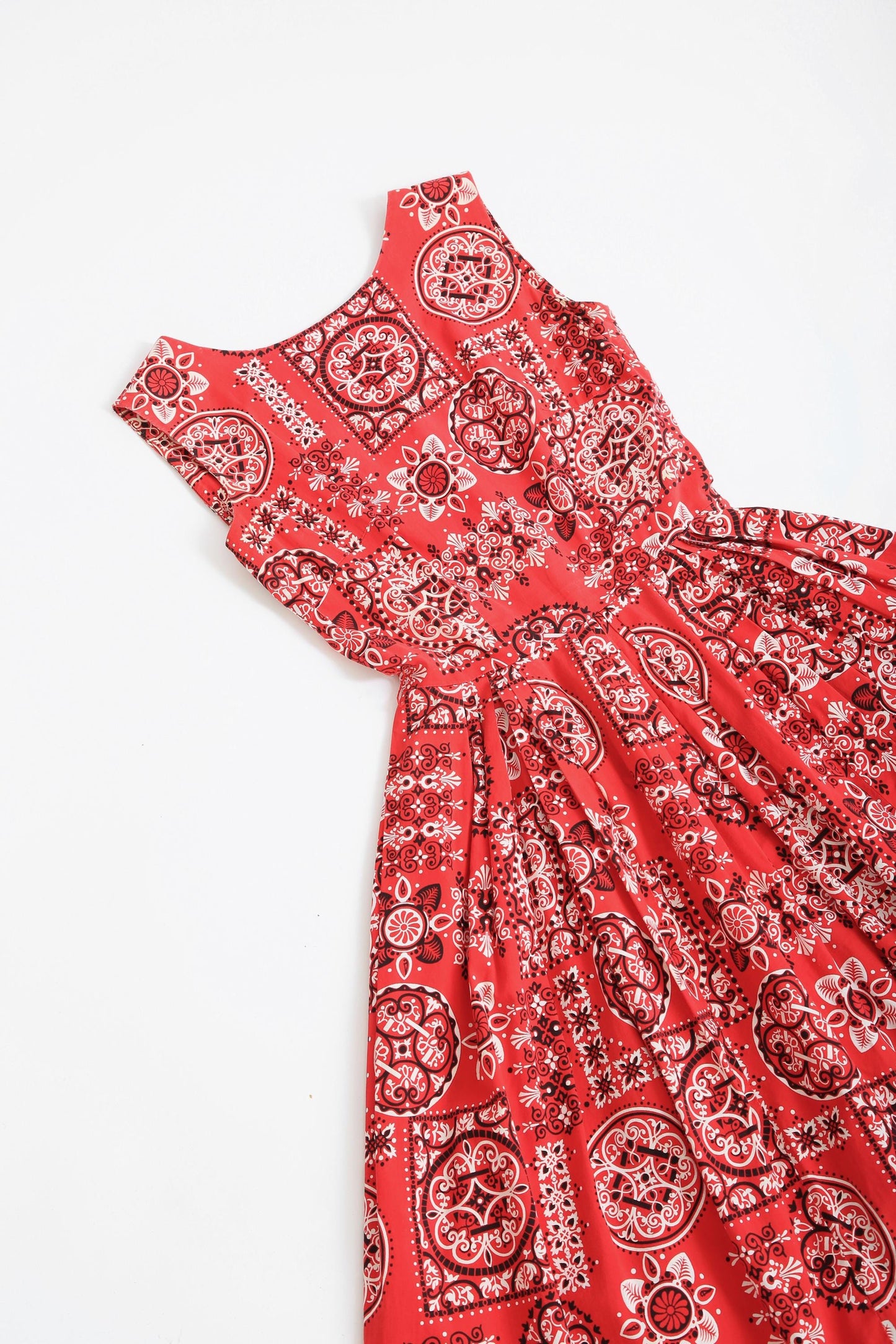 50s bandana dress | Vintage 1950s red bandana cotton dress