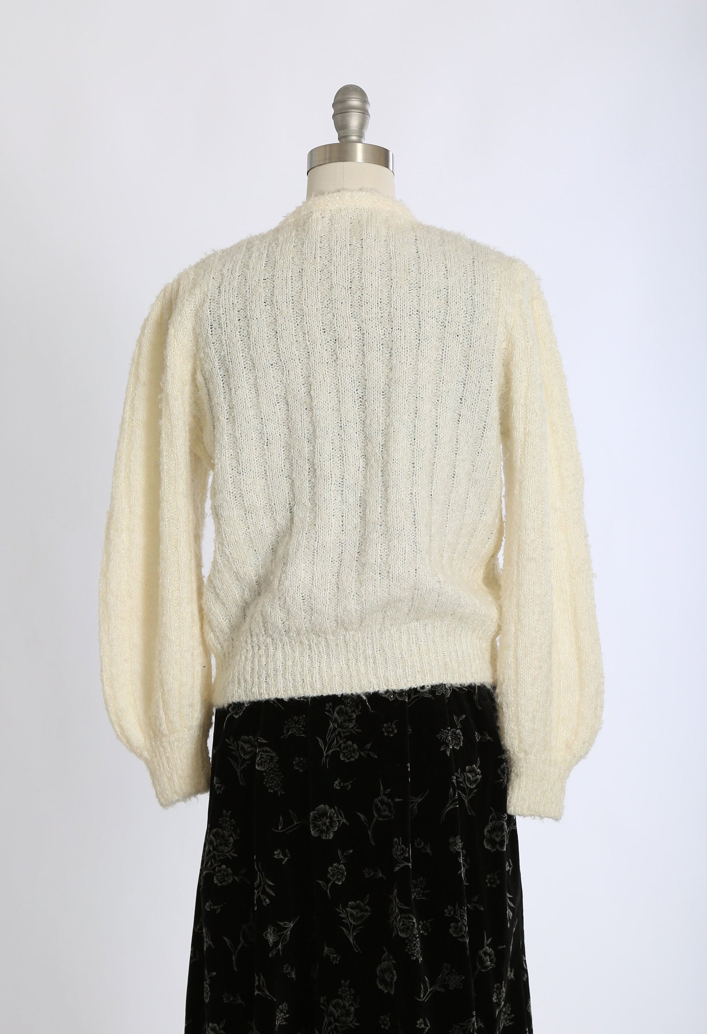 Vintage 90s white boucle knit sweater cardigan