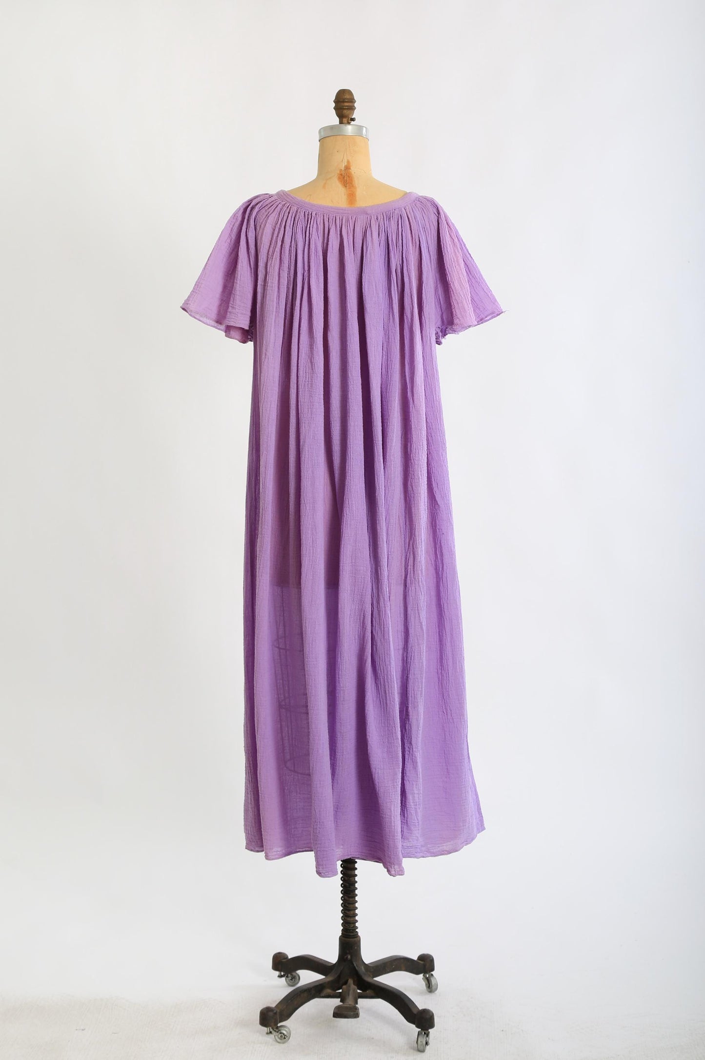 70s Purple Cotton gauze caftan maxi dress