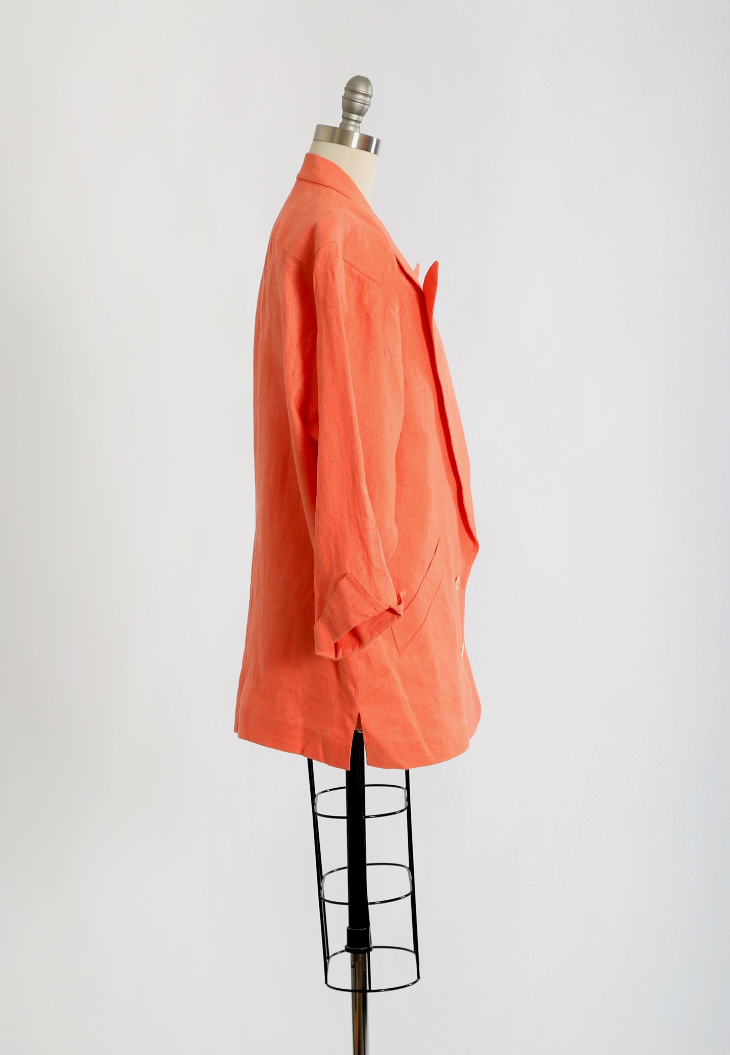 90s oversized salmon orange linen blazer jacket