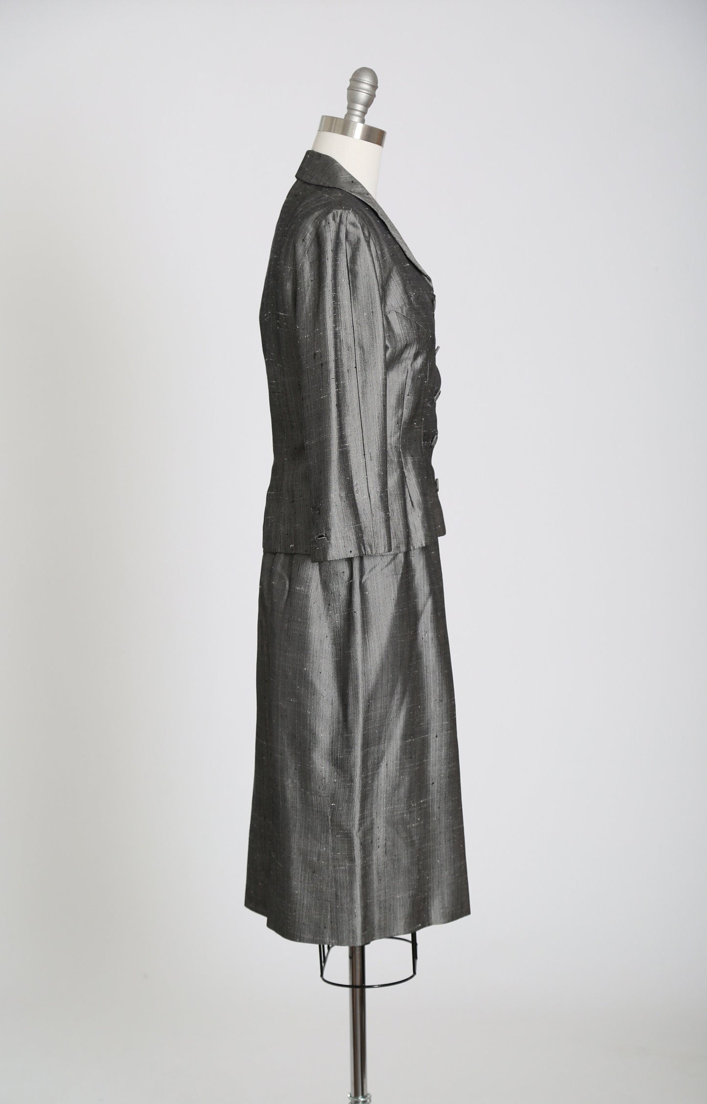 Vintage 1940s silver dress 2pc suit