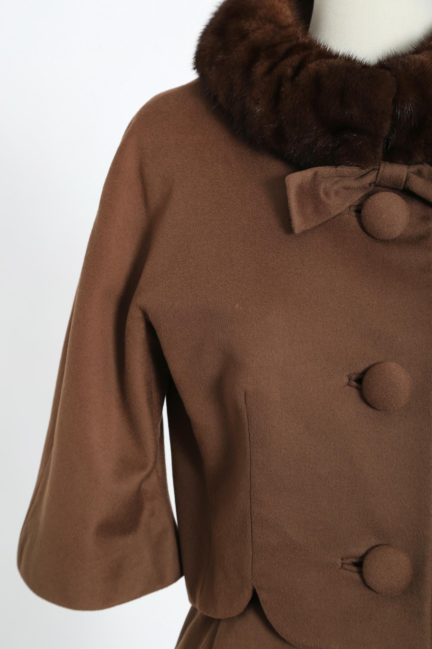 50s Lilli Ann suit | Vintage 1950s Lilli Ann brown wool Mink fur 2pc set