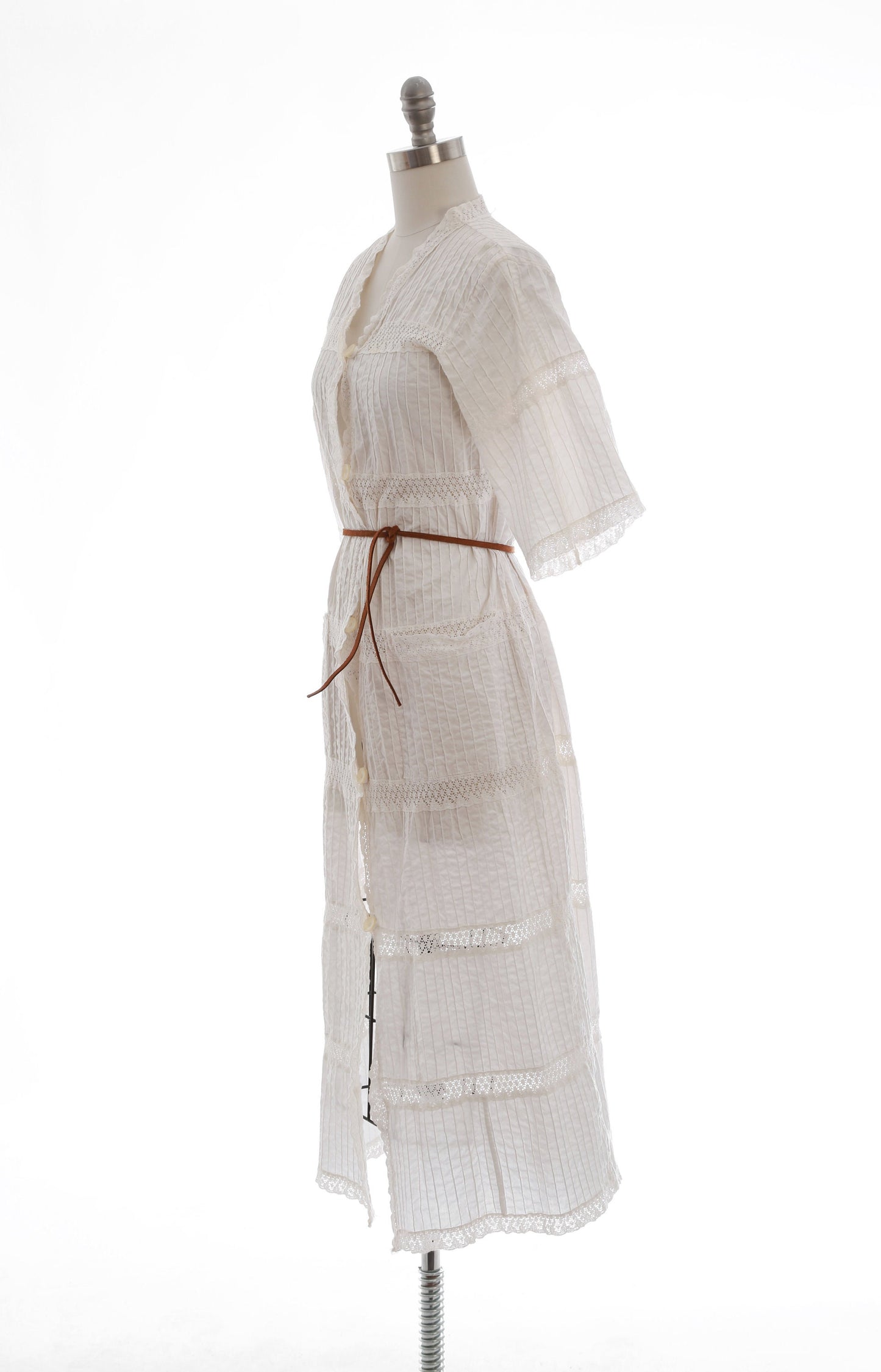 Vintage 70s Mexican white cotton crochet Dress