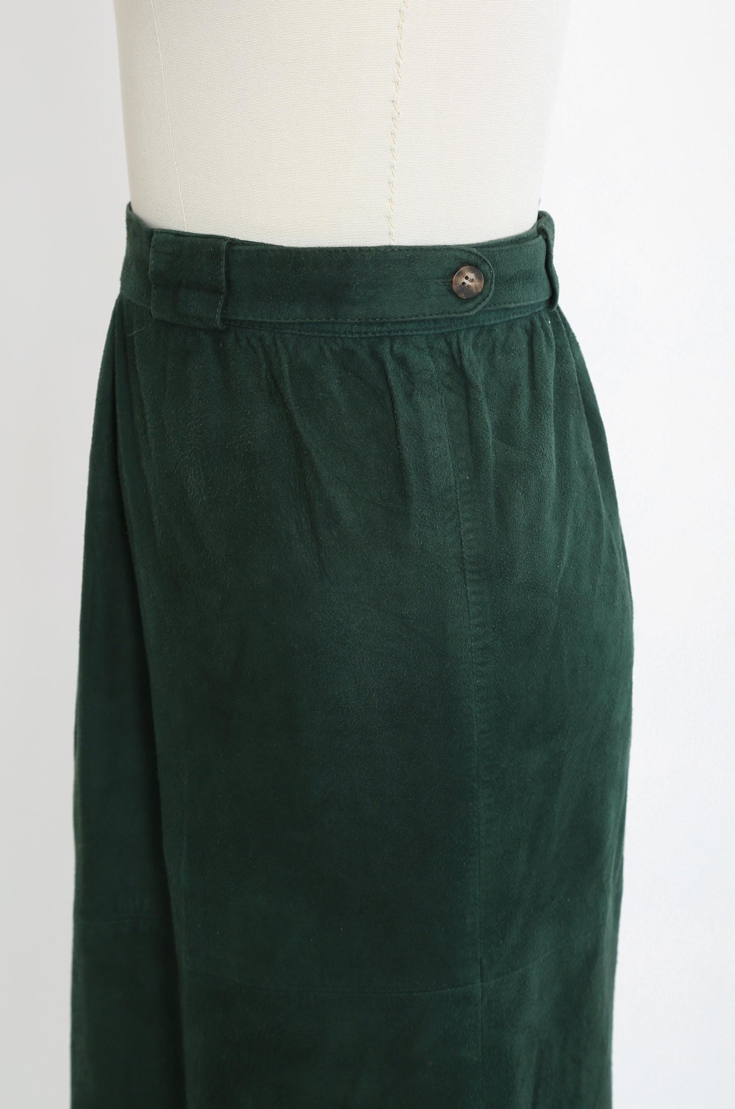 Vintage 90s Forrest green suede leather skirt