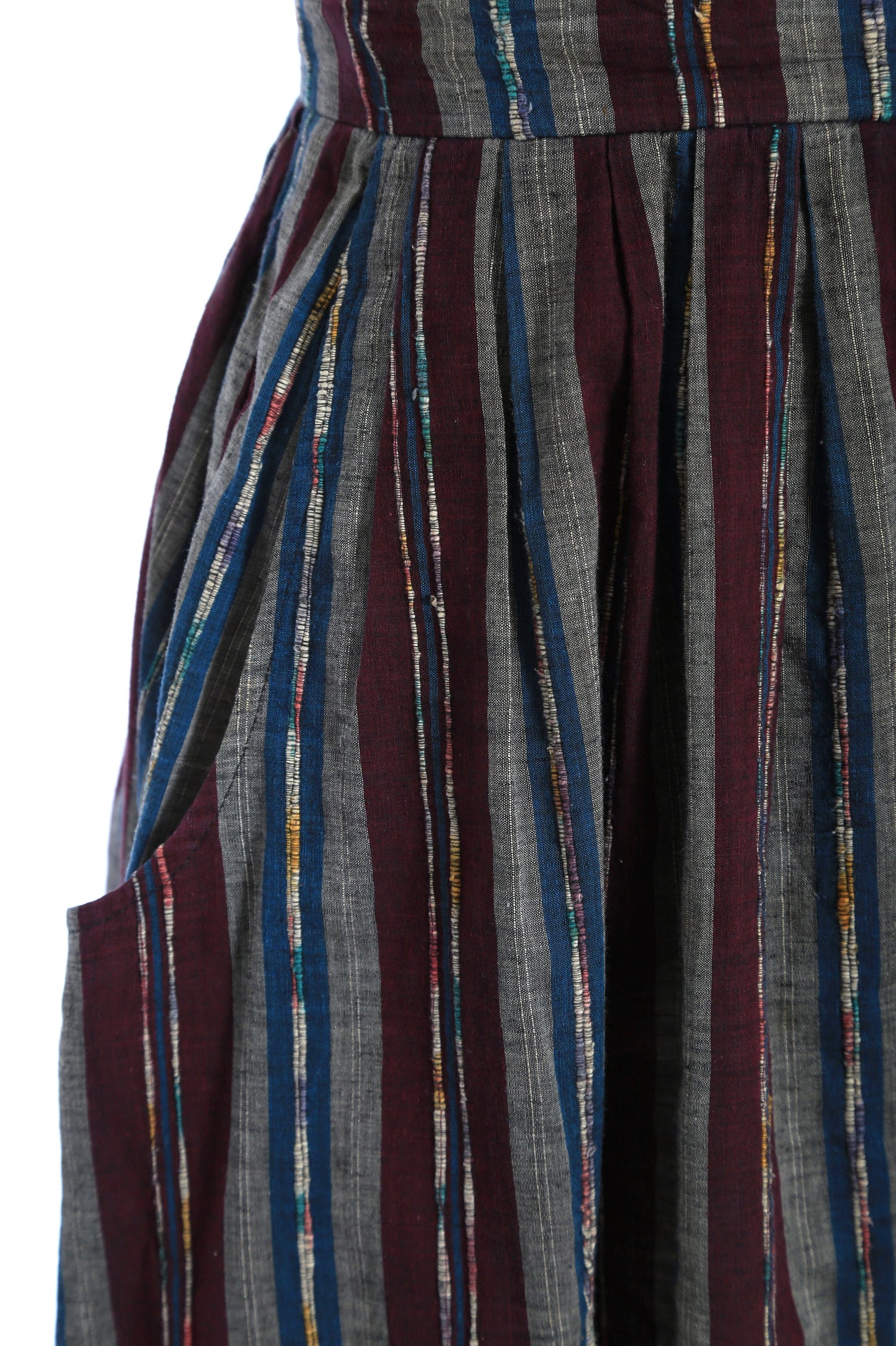 Vintage 70s striped cotton embroidered skirt