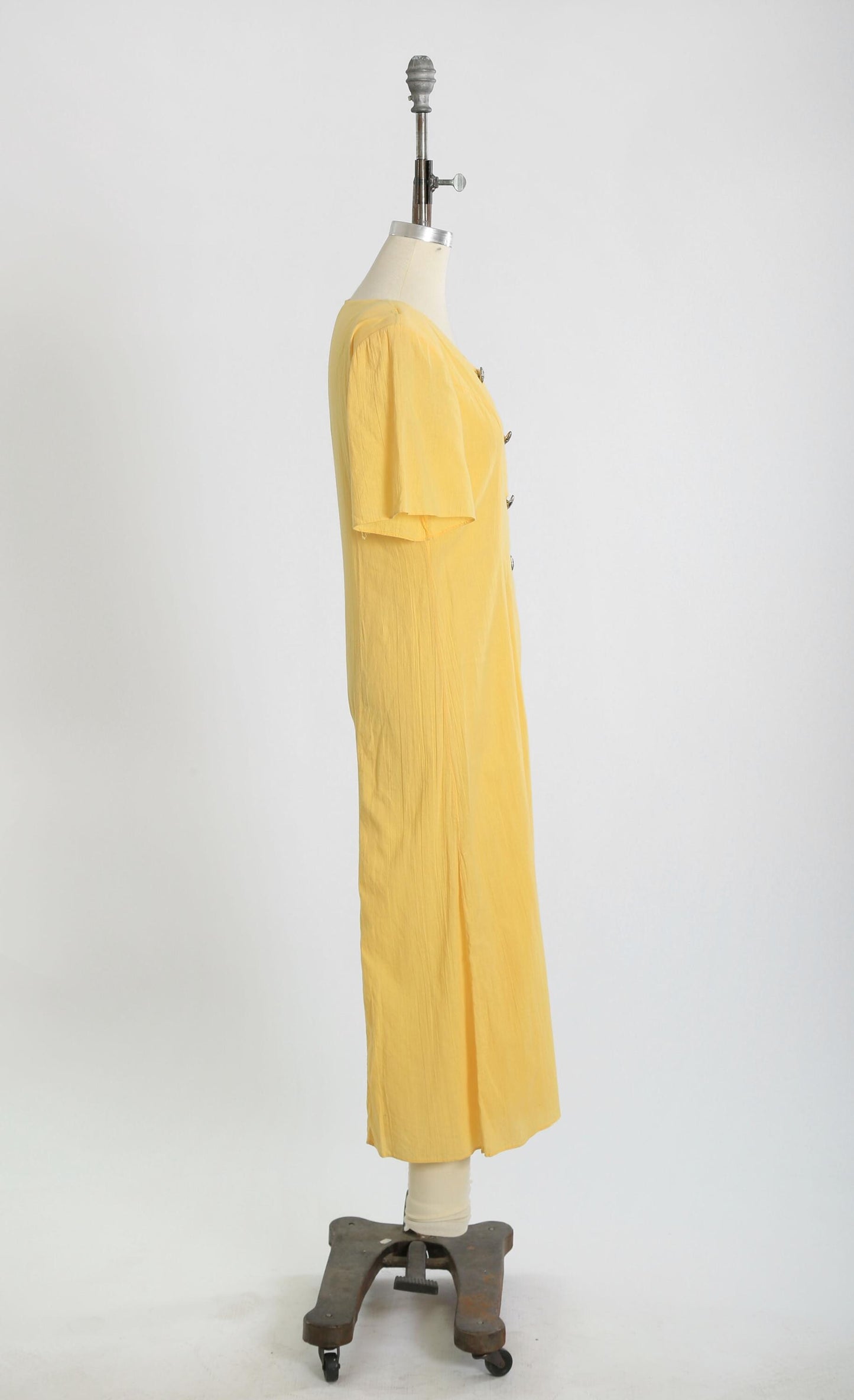 Vintage 1980s yellow cotton gauze wide leg jumpsuit