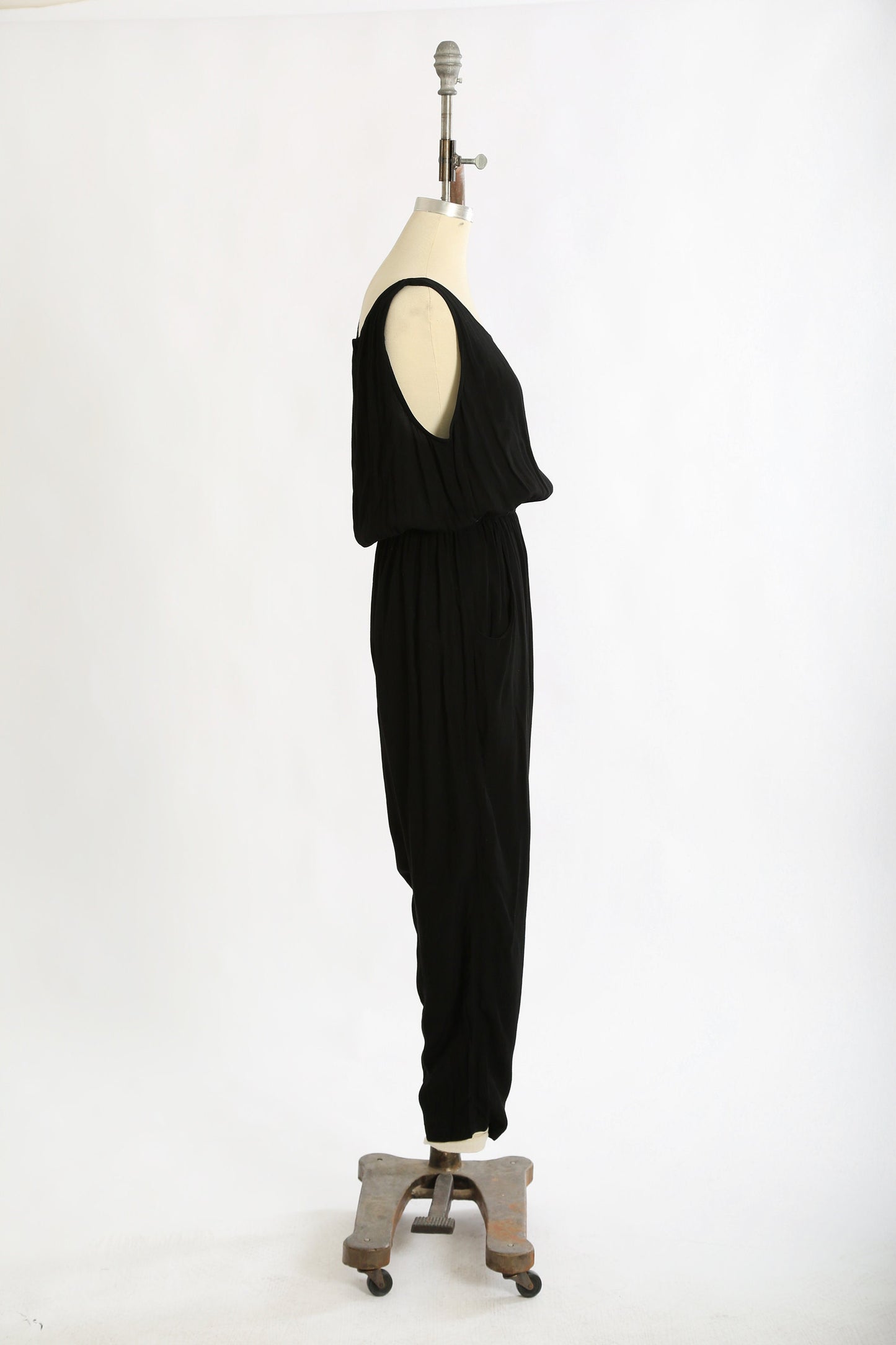 90s black cotton jumpsuit | 1990s Carol Anderson tank jumpsuit