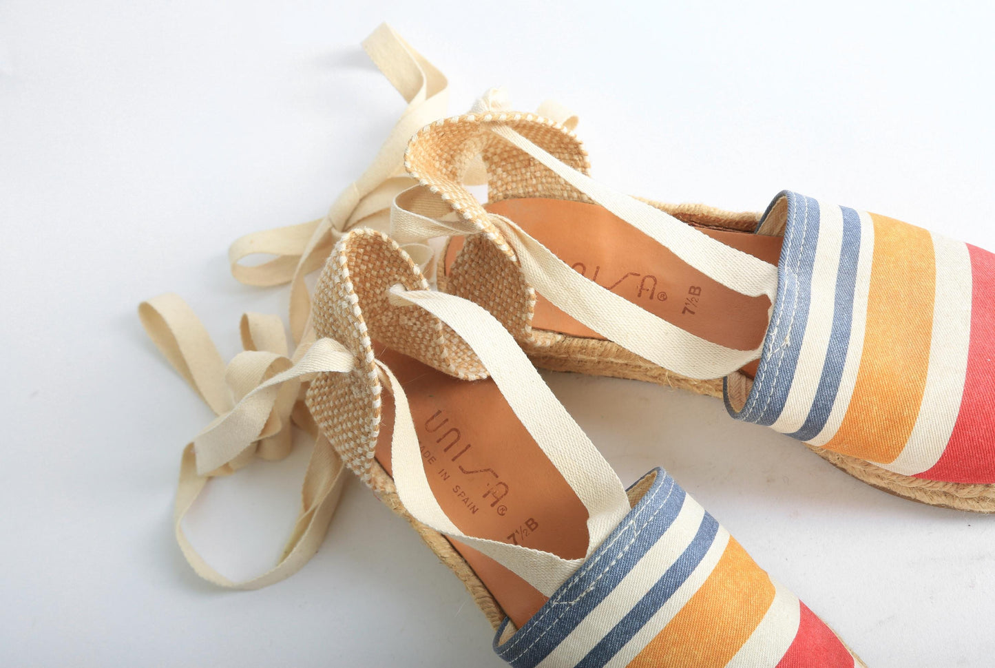 Vintage striped Spanish Espriella lace up shoes Sz 7 1/2