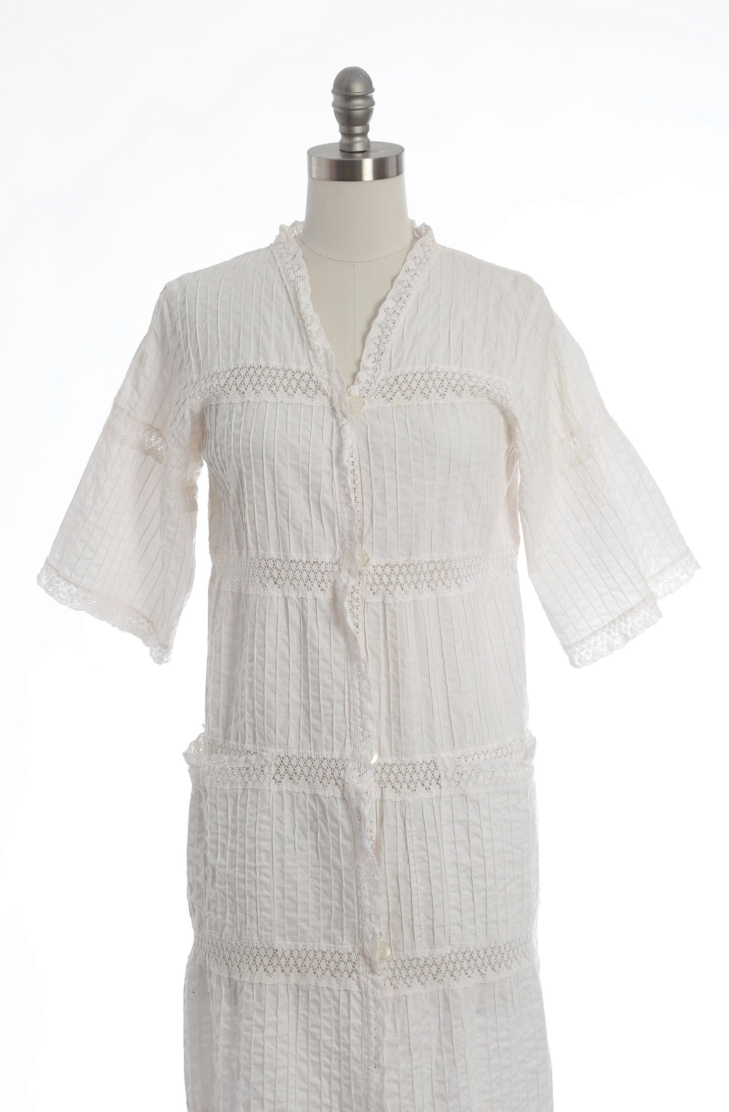 Vintage 70s Mexican white cotton crochet Dress