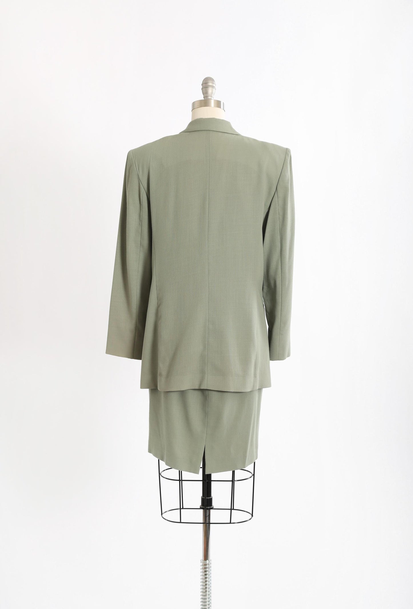 90s Sage Green oversized wool blazer skirt suit