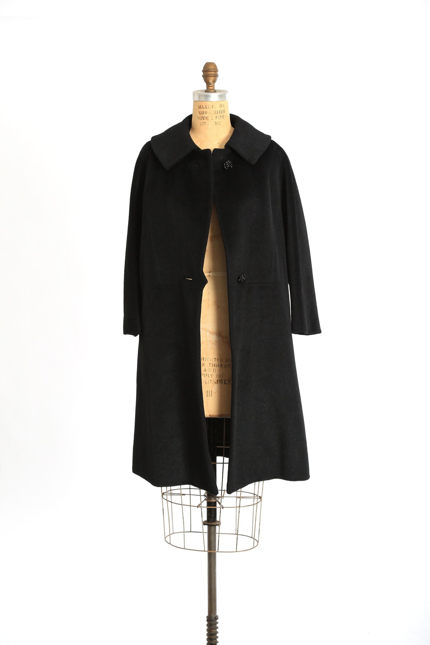 Vintage 50s black mohair wool coat