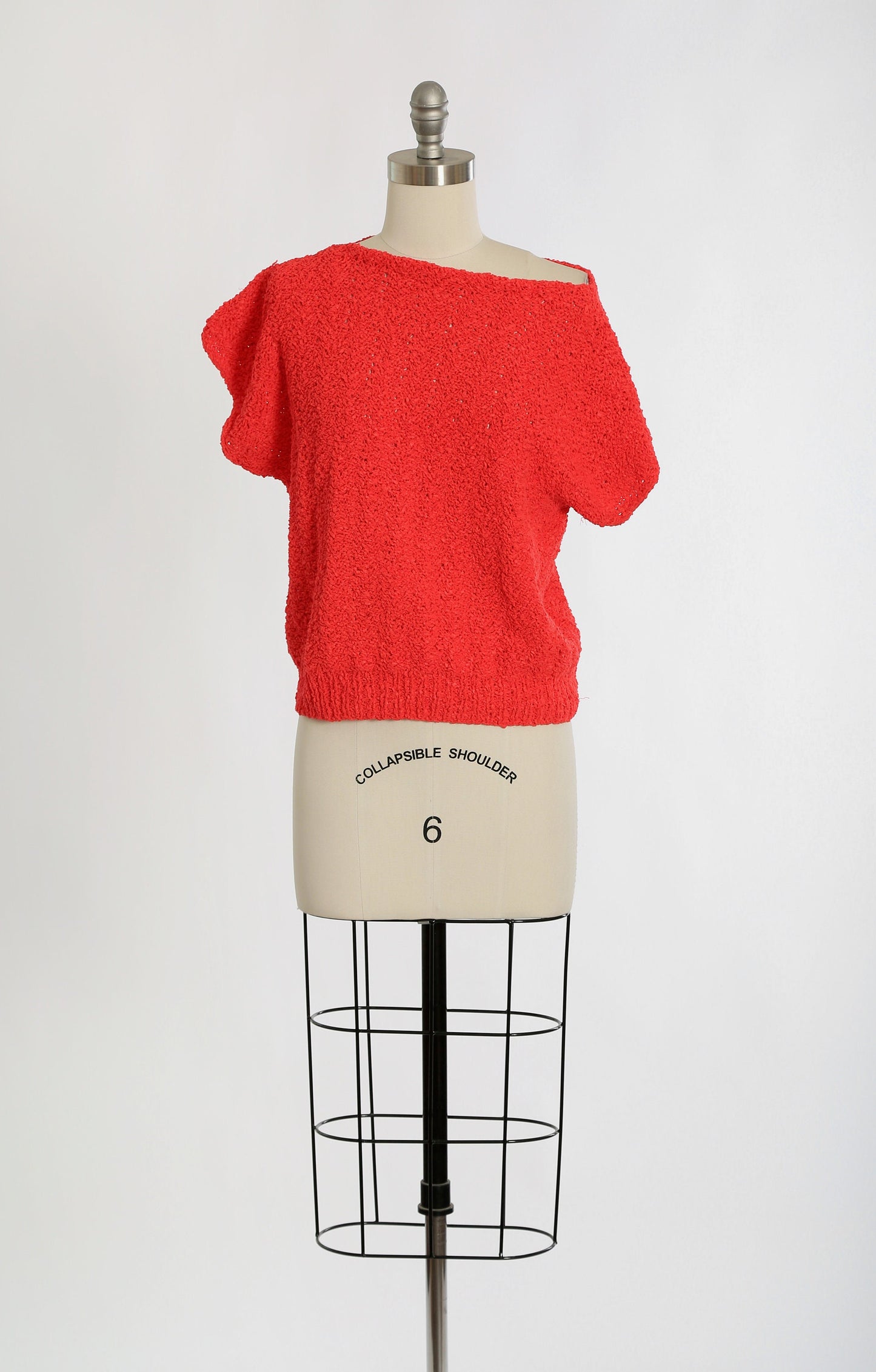 Vintage 80s hand knit hot pink crochet knit sweater