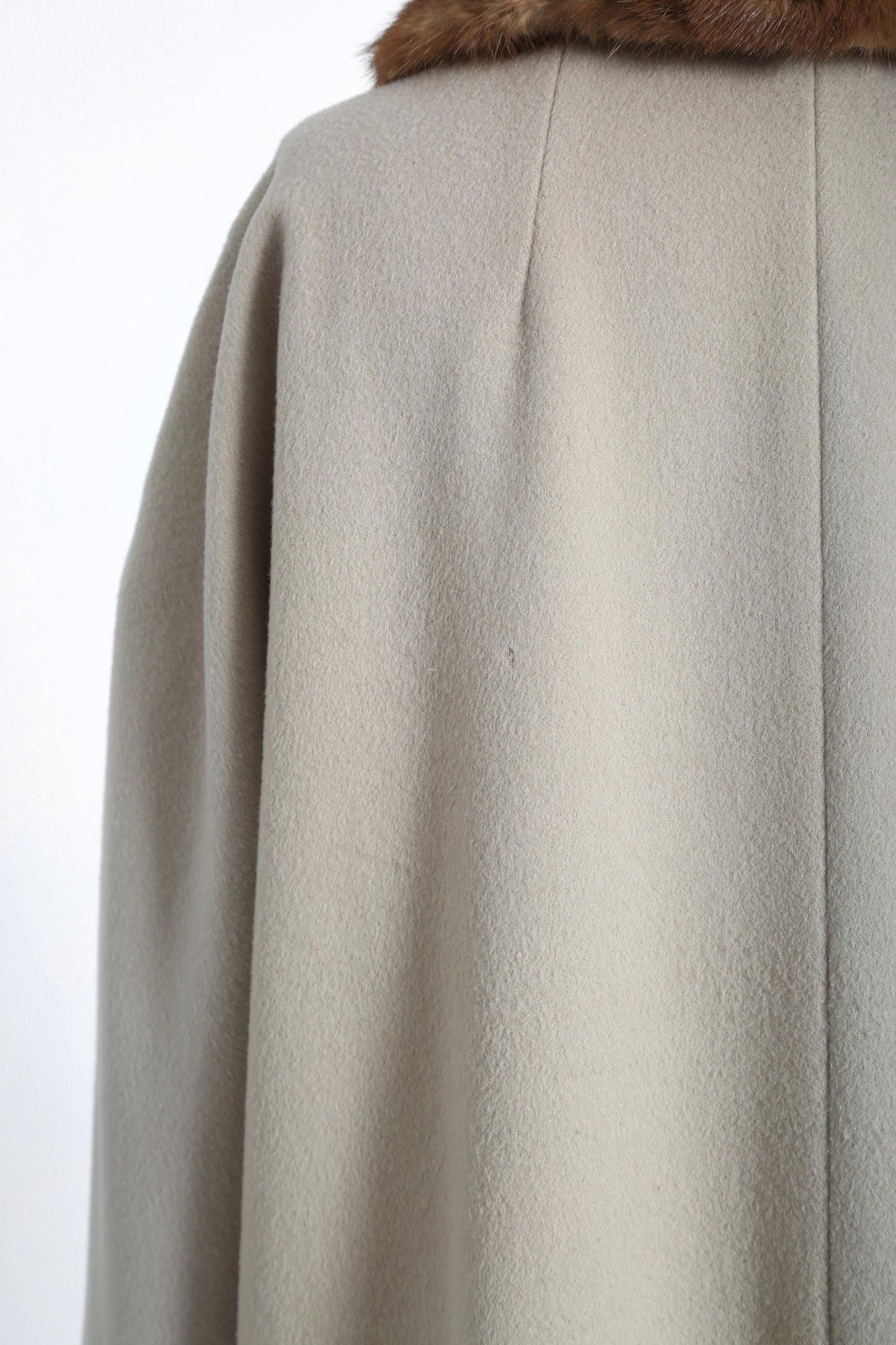 50s grey beige wool mink collar fur coat | Vintage 1950s BOND'S Fifth Avenue coat