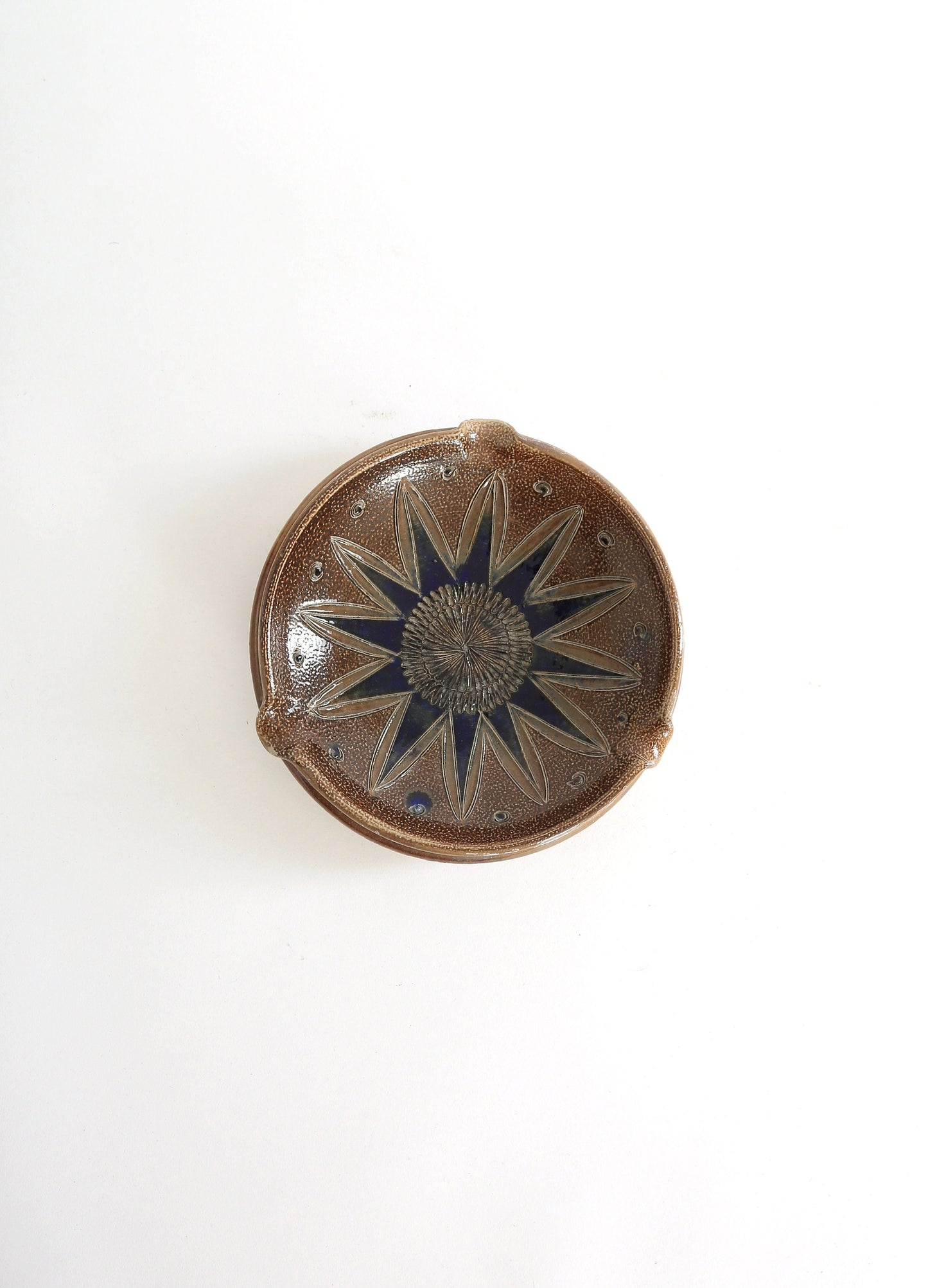 Vintage Mid century Modern Greman stonewear ceramic flower ashtray