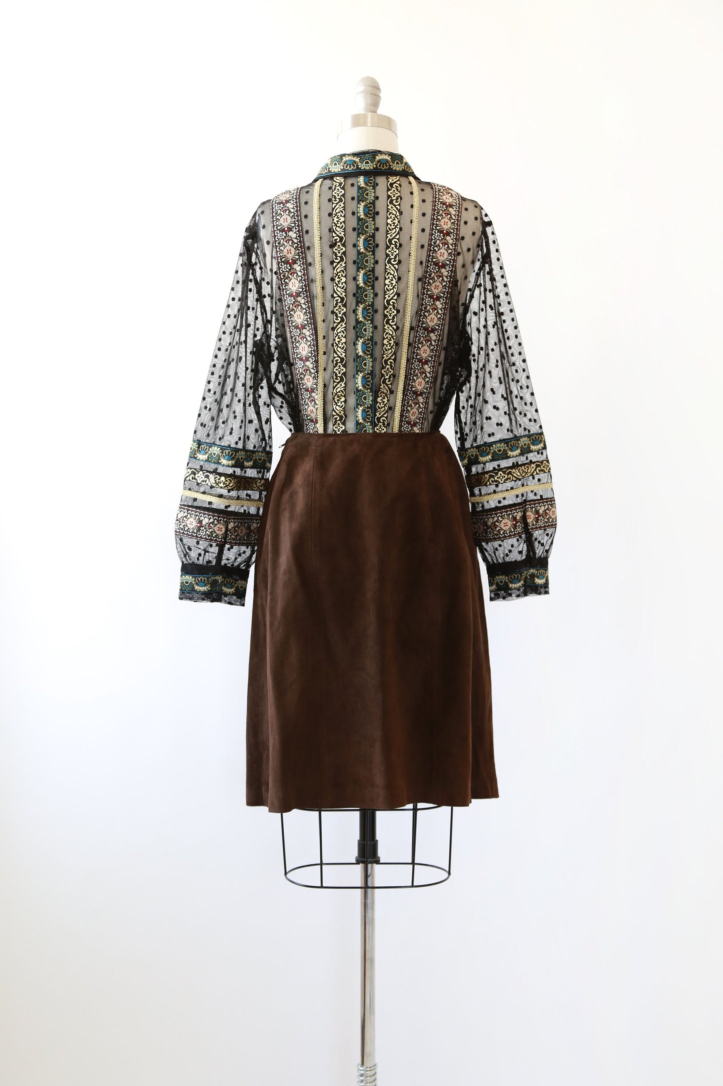Vintage 60s brown suede leather mini skirt