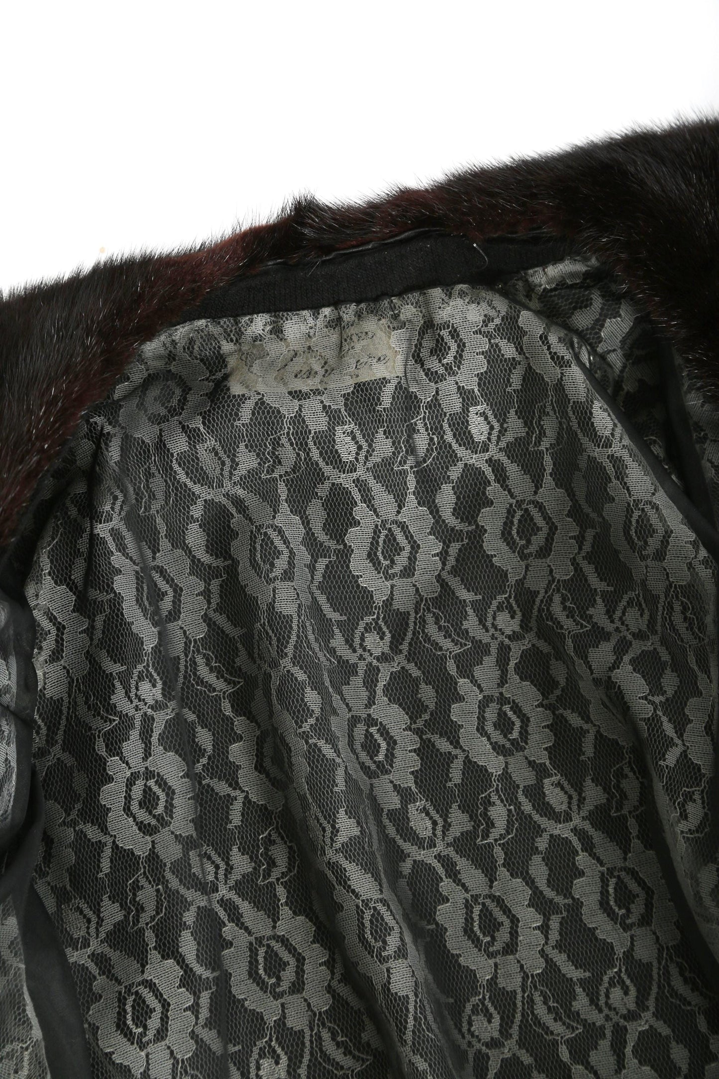 Vintage 50s black Cashmere Mink fur Collar knit cardigan sweater