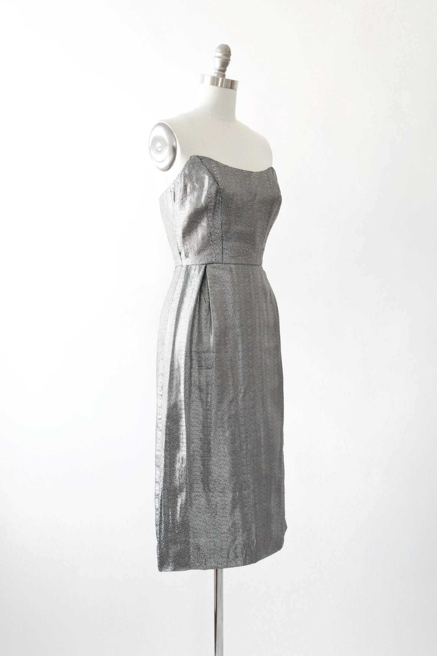 50s silver Lame bombshell dress | Vintage 1950s metal lame wiggle dress