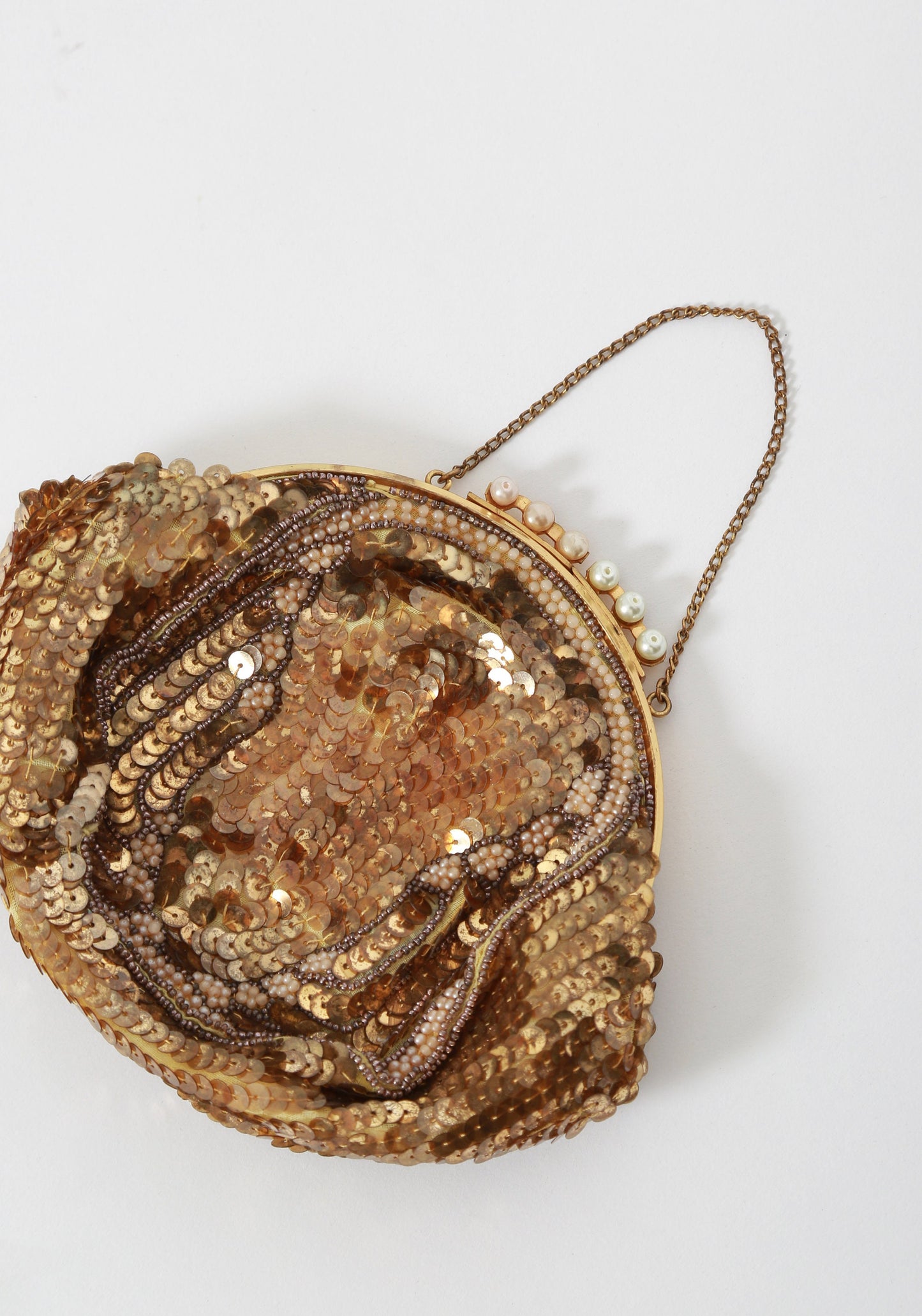 40s gold sequin seed pearl purse