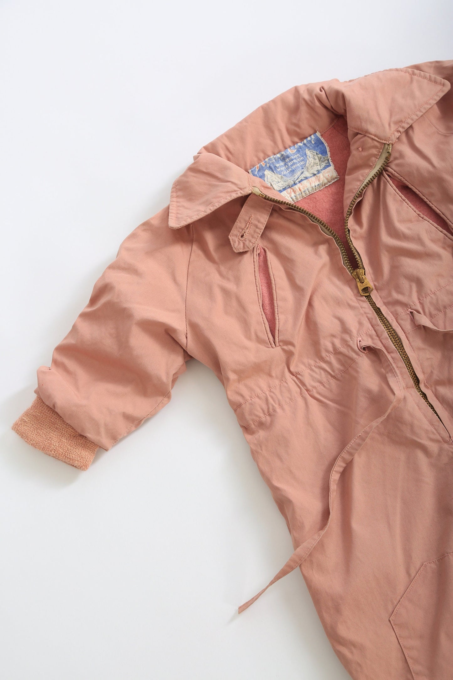 Vintage 50s baby snowsuit | 1950s toddler pink wool snowsuit jumpsuit