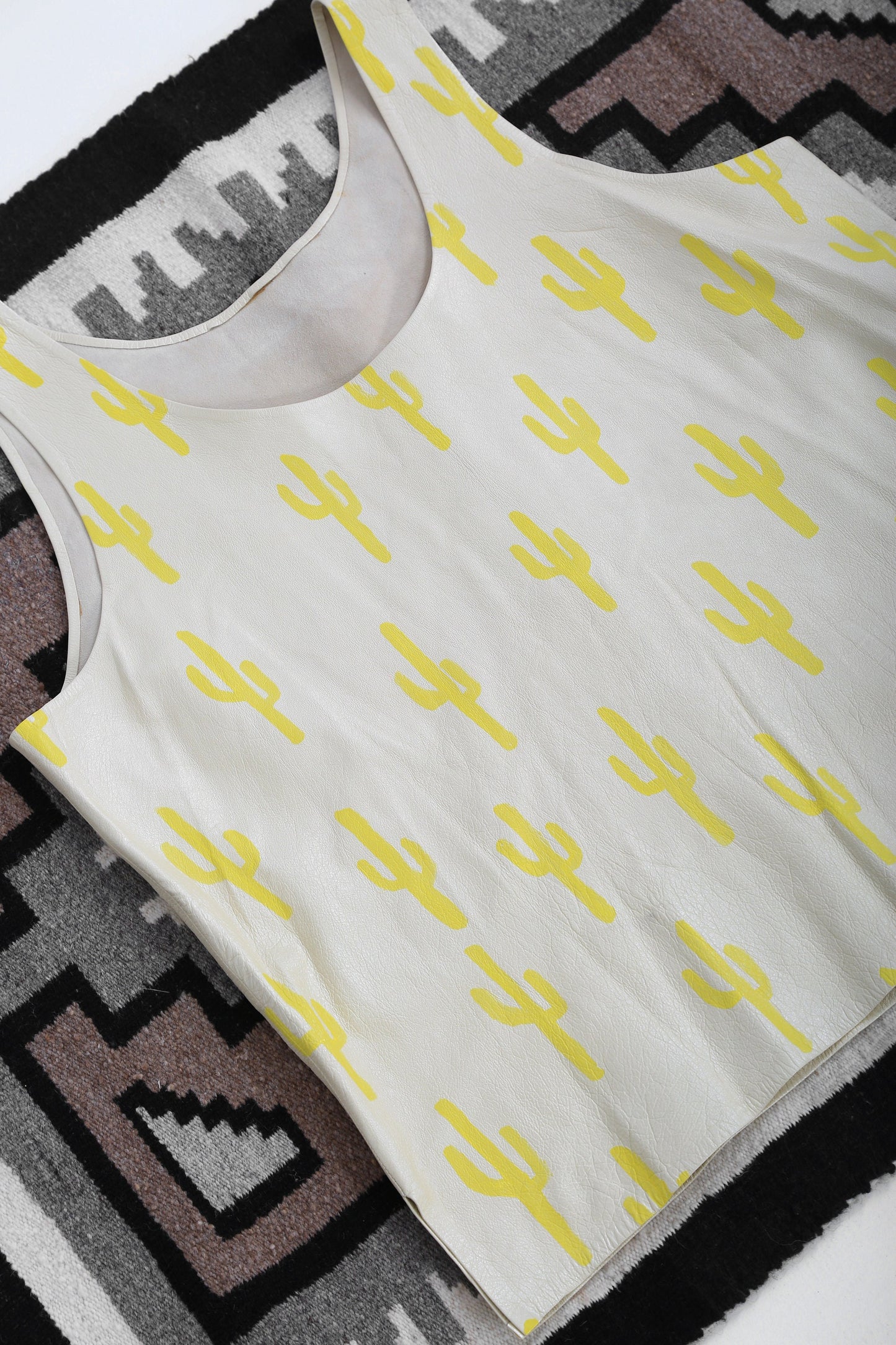 Vintage yellow desert hand painted cactus tank top