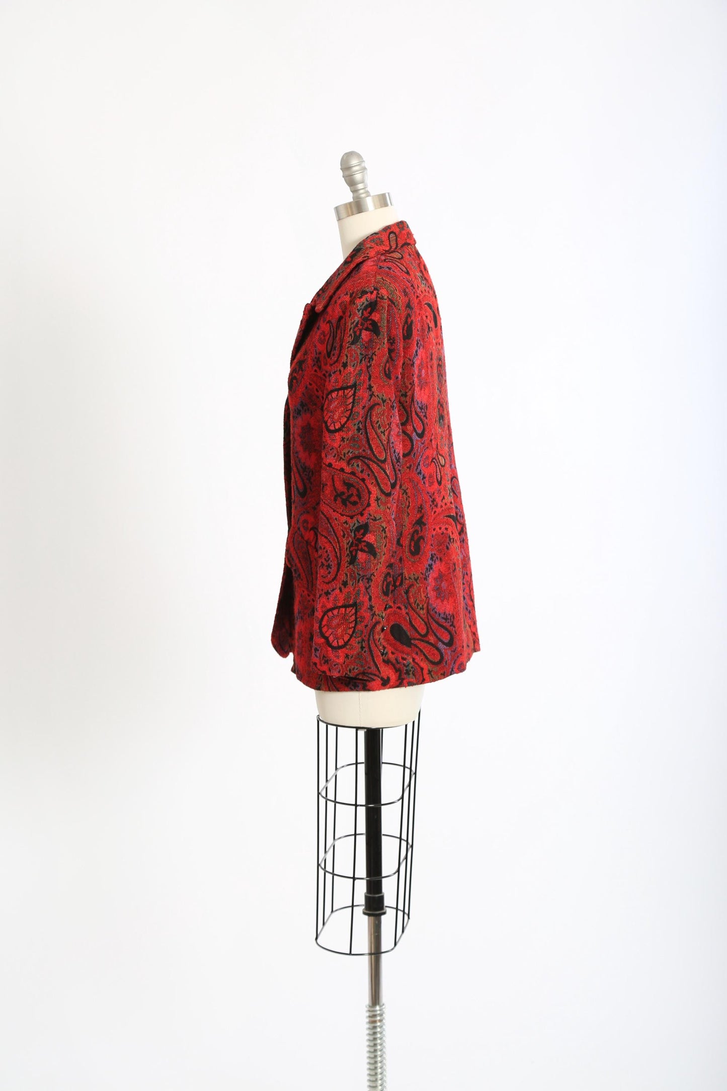 60s Alex Colman blazer | Vintage 60s red woven Paisley blazer