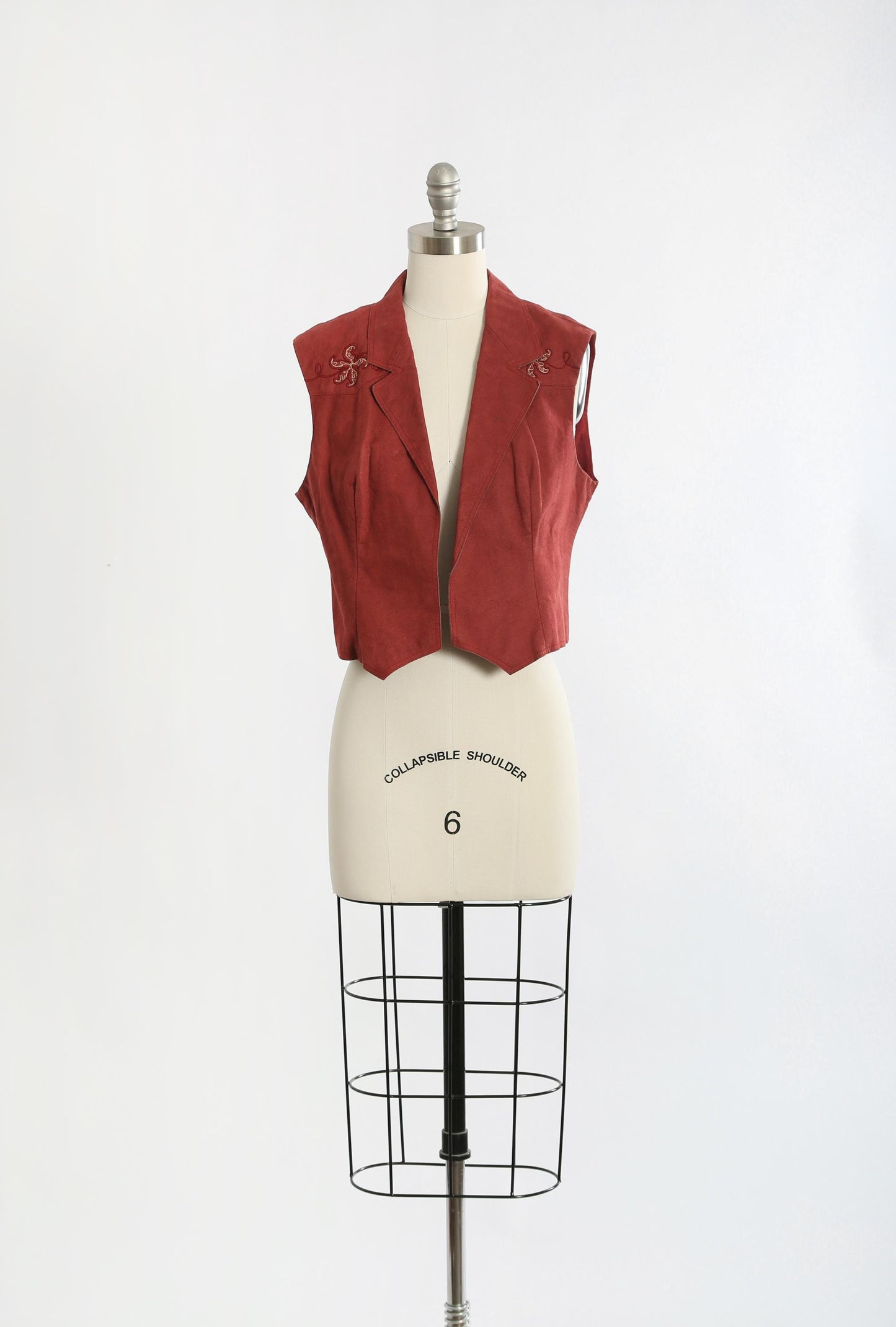 70s Maroon suede leather vest