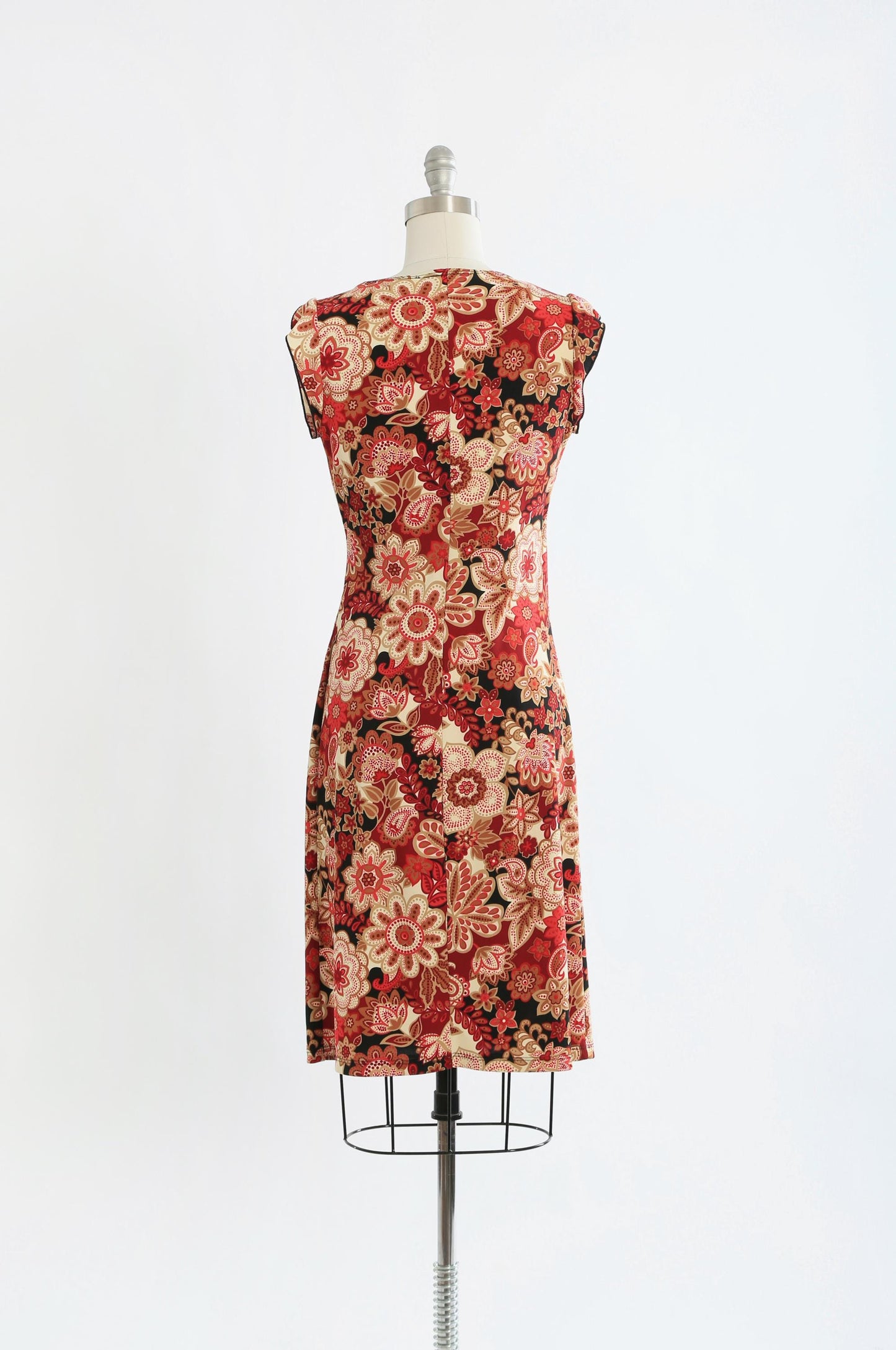 Y2K red floral Paisley faux wrap dress