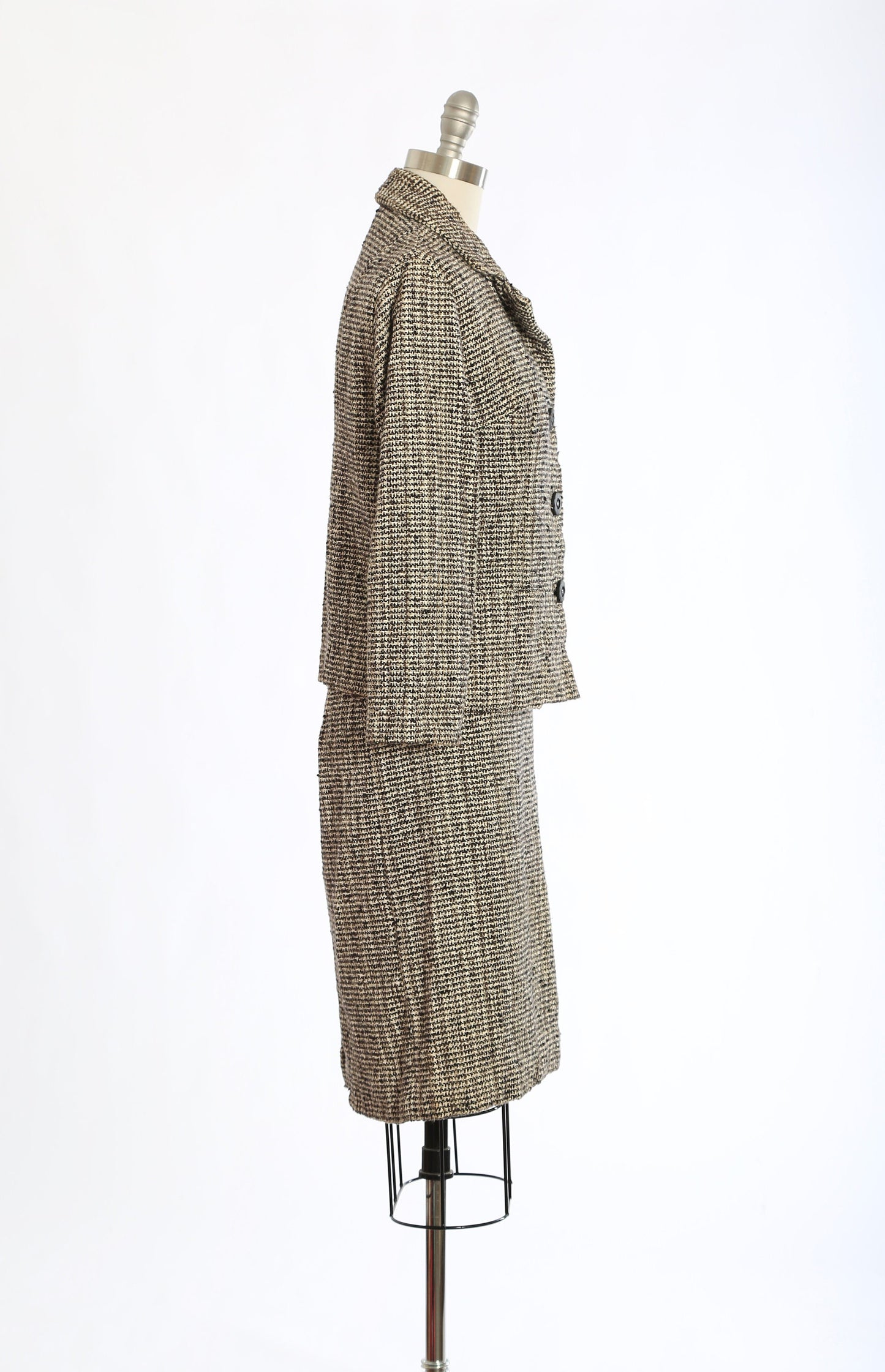 Vintage 50s gray tweed suit | 1950s Mid century Modern 2pc skirt jacket suit