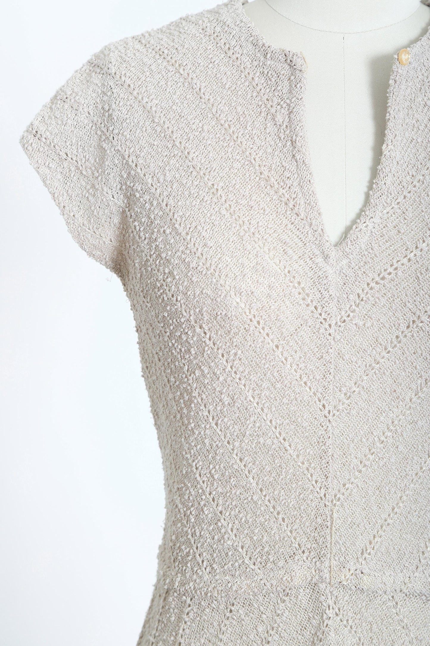 70s Gray knit dress | Vintage 1970s Crochet knit Dress