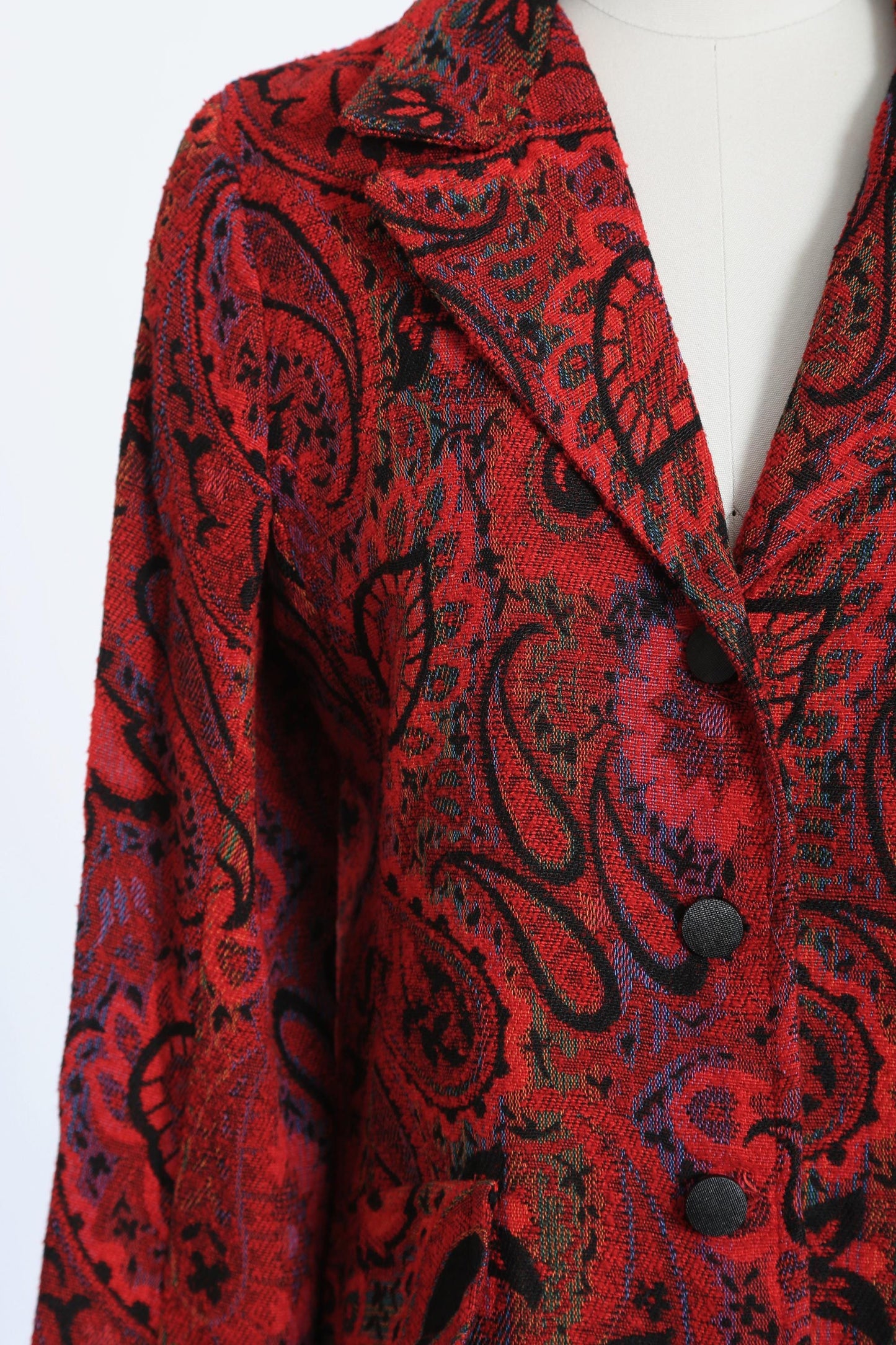 60s Alex Colman blazer | Vintage 60s red woven Paisley blazer