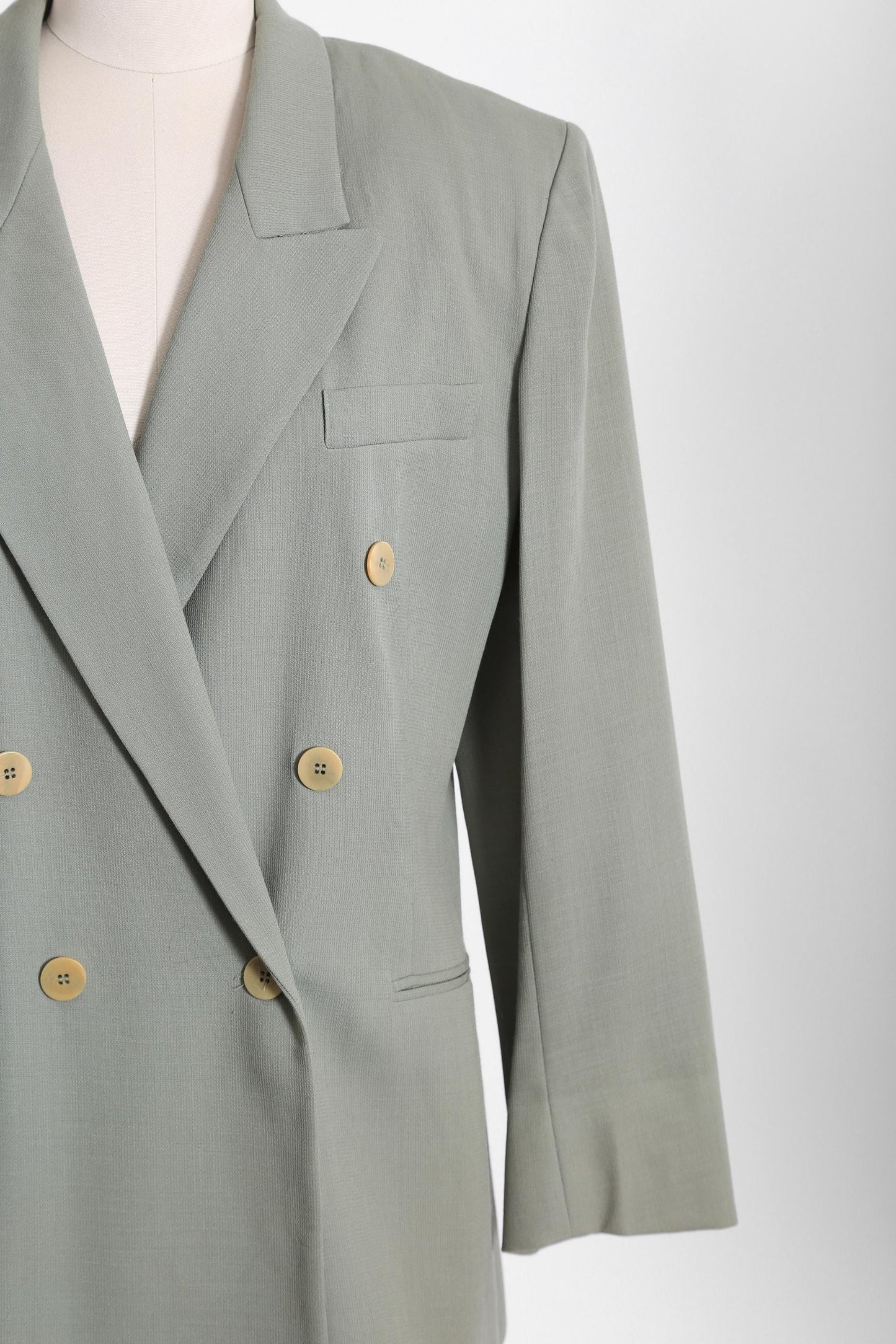 90s Sage Green oversized wool blazer skirt suit