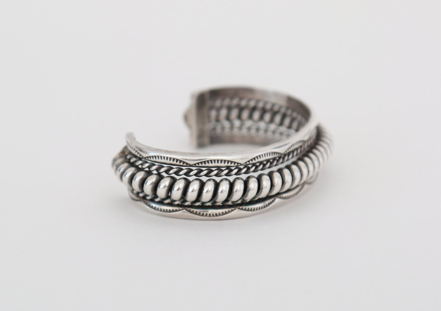 Vintage Navajo TAHE sterling silver signed cuff bracelet 56g