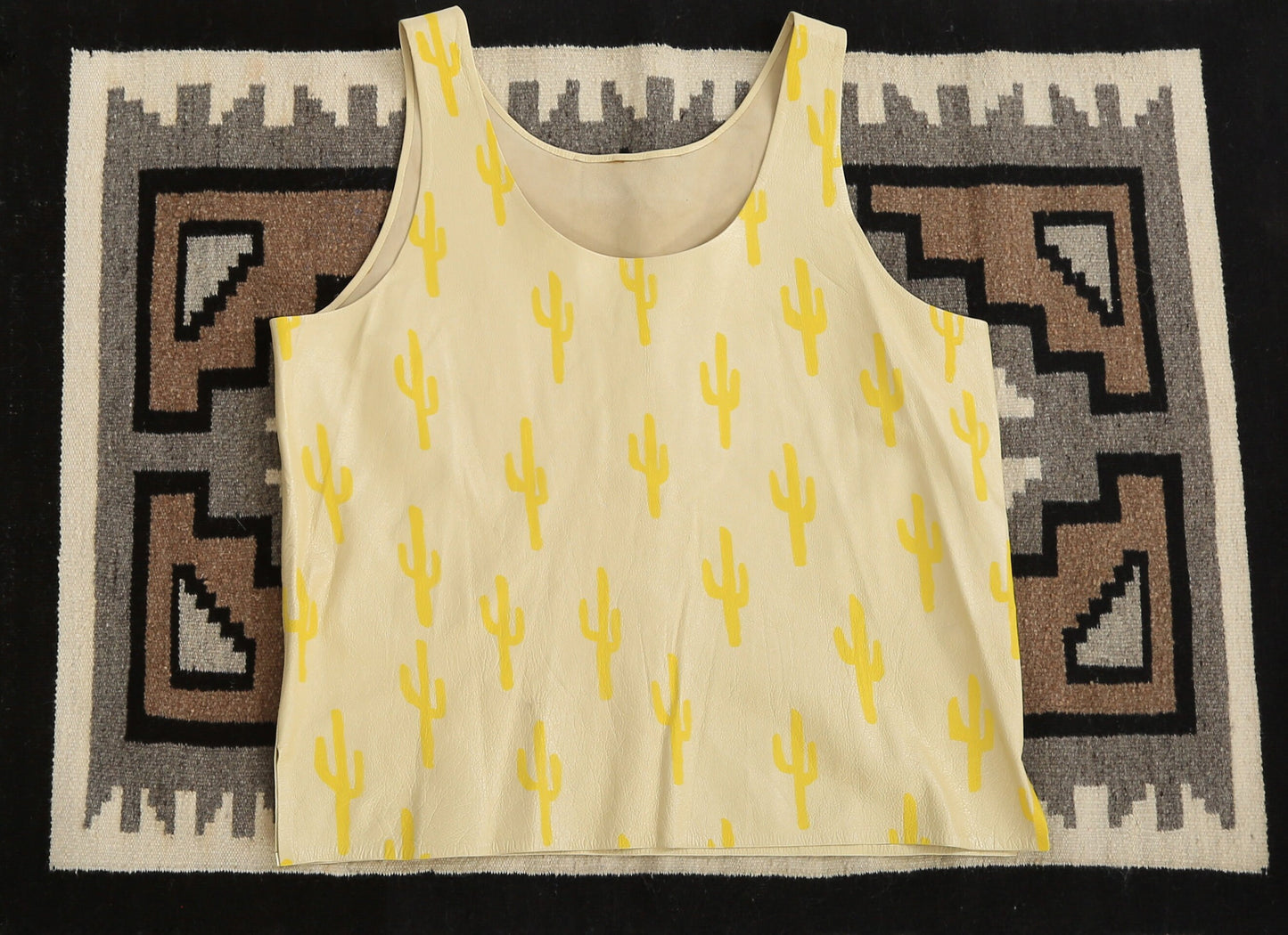 Vintage yellow desert hand painted cactus tank top