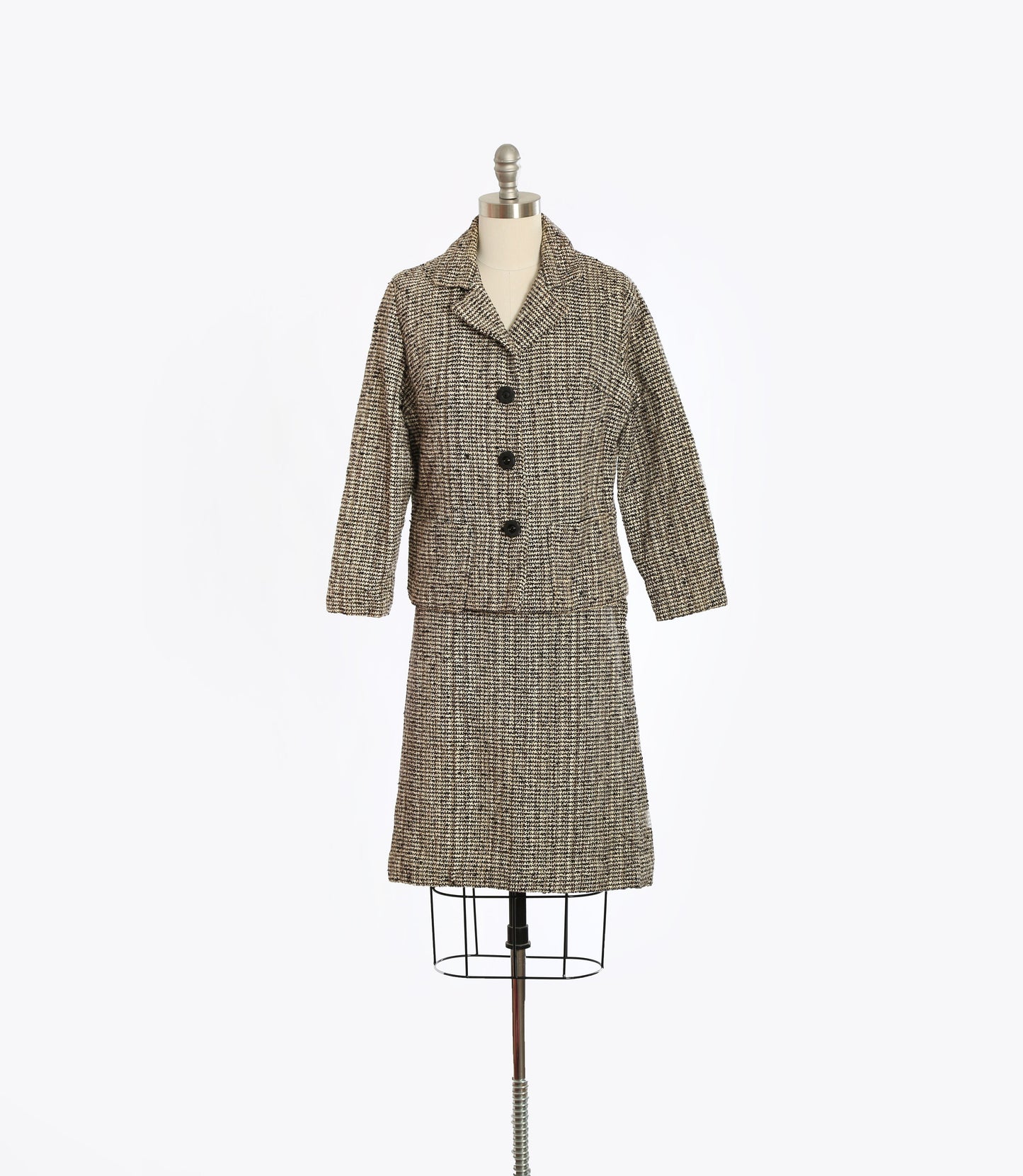 Vintage 50s gray tweed suit | 1950s Mid century Modern 2pc skirt jacket suit