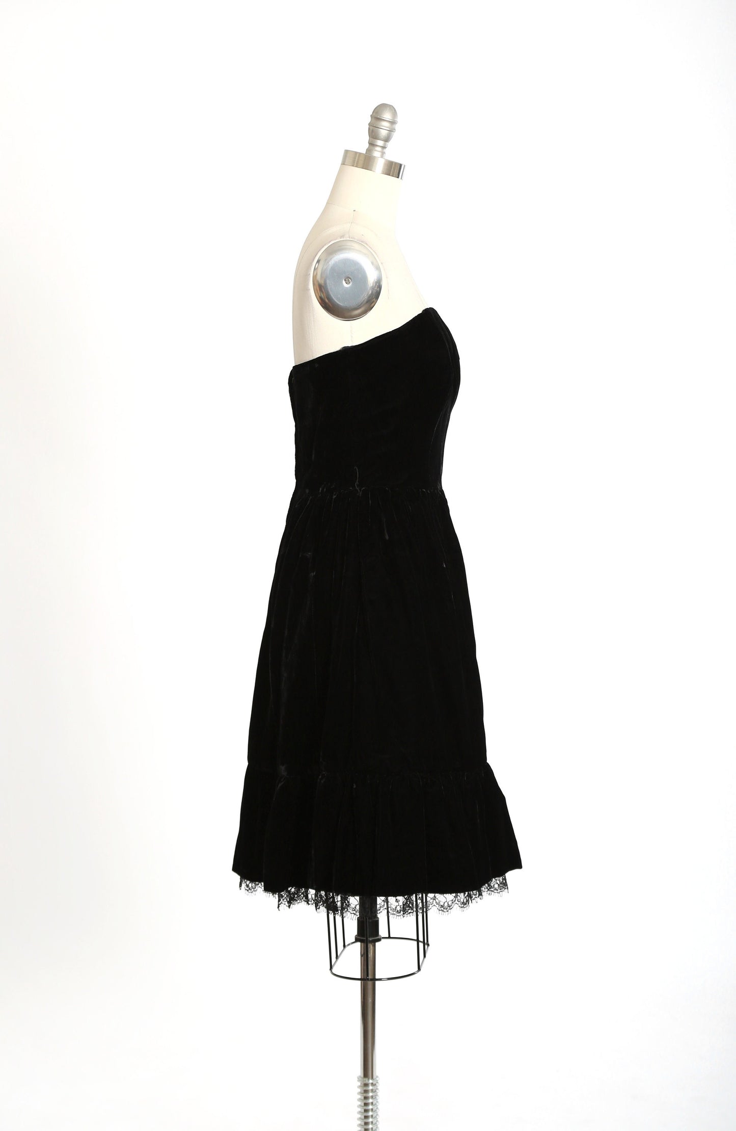 Vintage 1950s black velvet lace dress