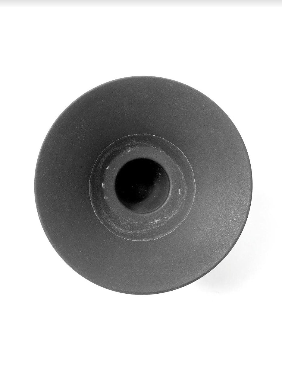 Vintage Mid Century Modern Architectural pottery Vase | Matte black stoneware planter