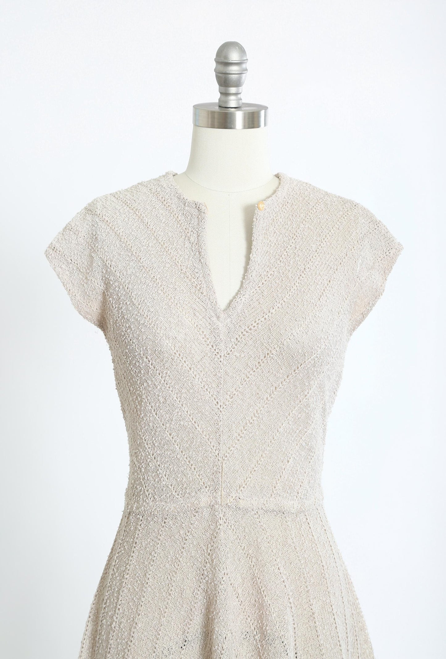 70s Gray knit dress | Vintage 1970s Crochet knit Dress