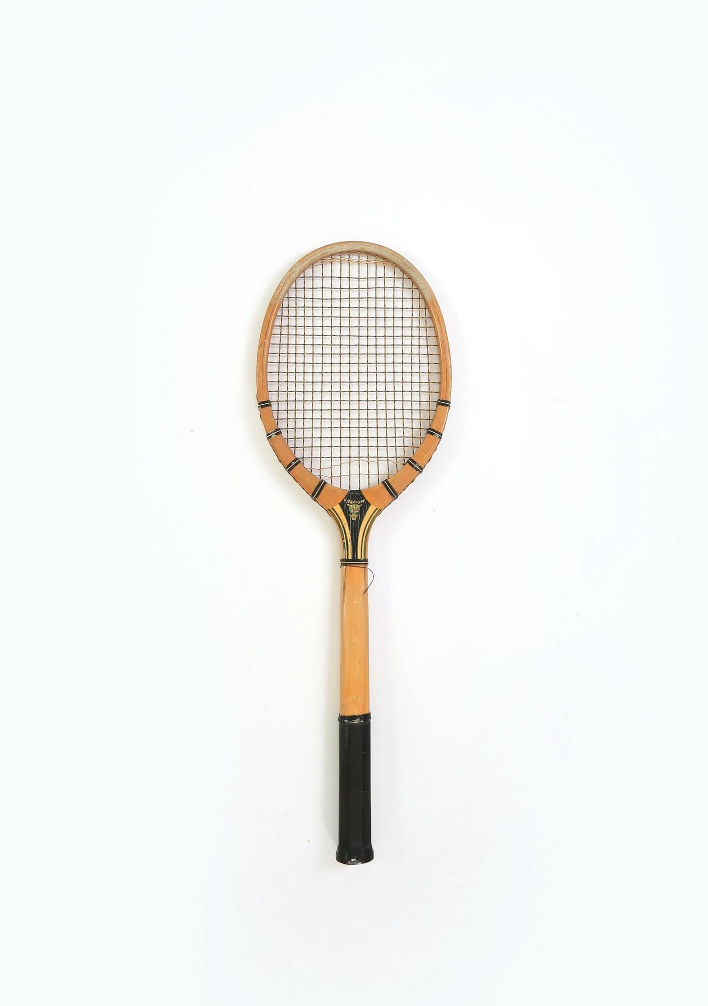 Antique 1920s J.F. Bancroft Champion wood tennis Racket wall art gallery wall