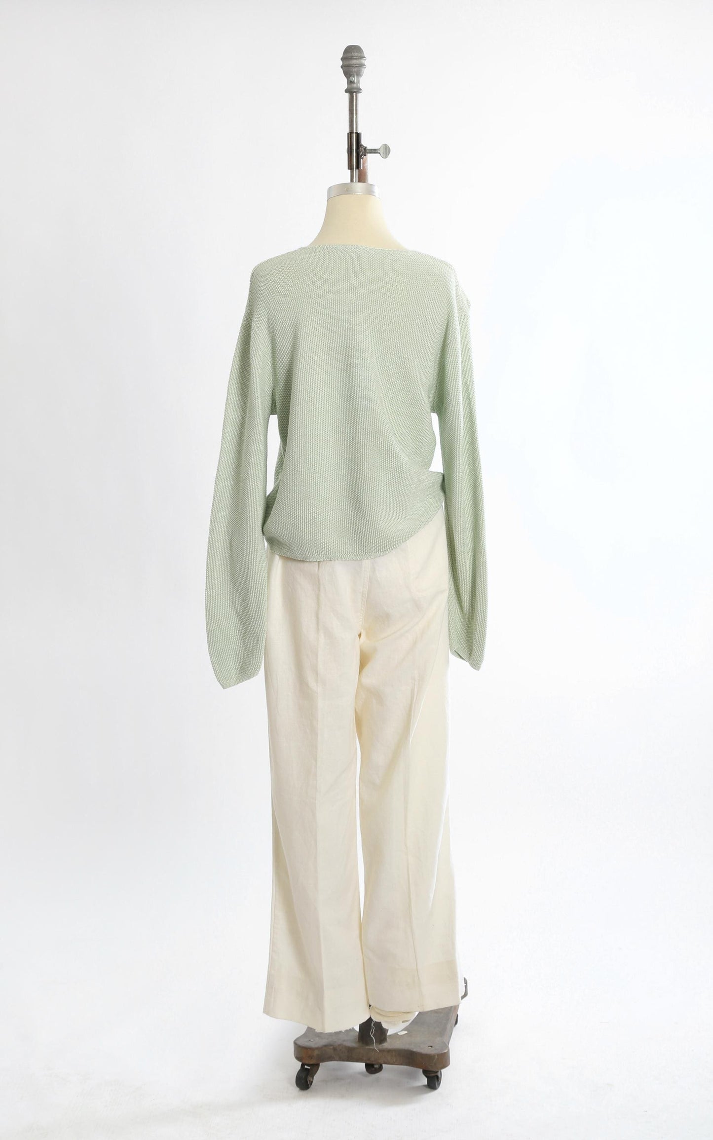90s green woven knit cotton rayon sweater