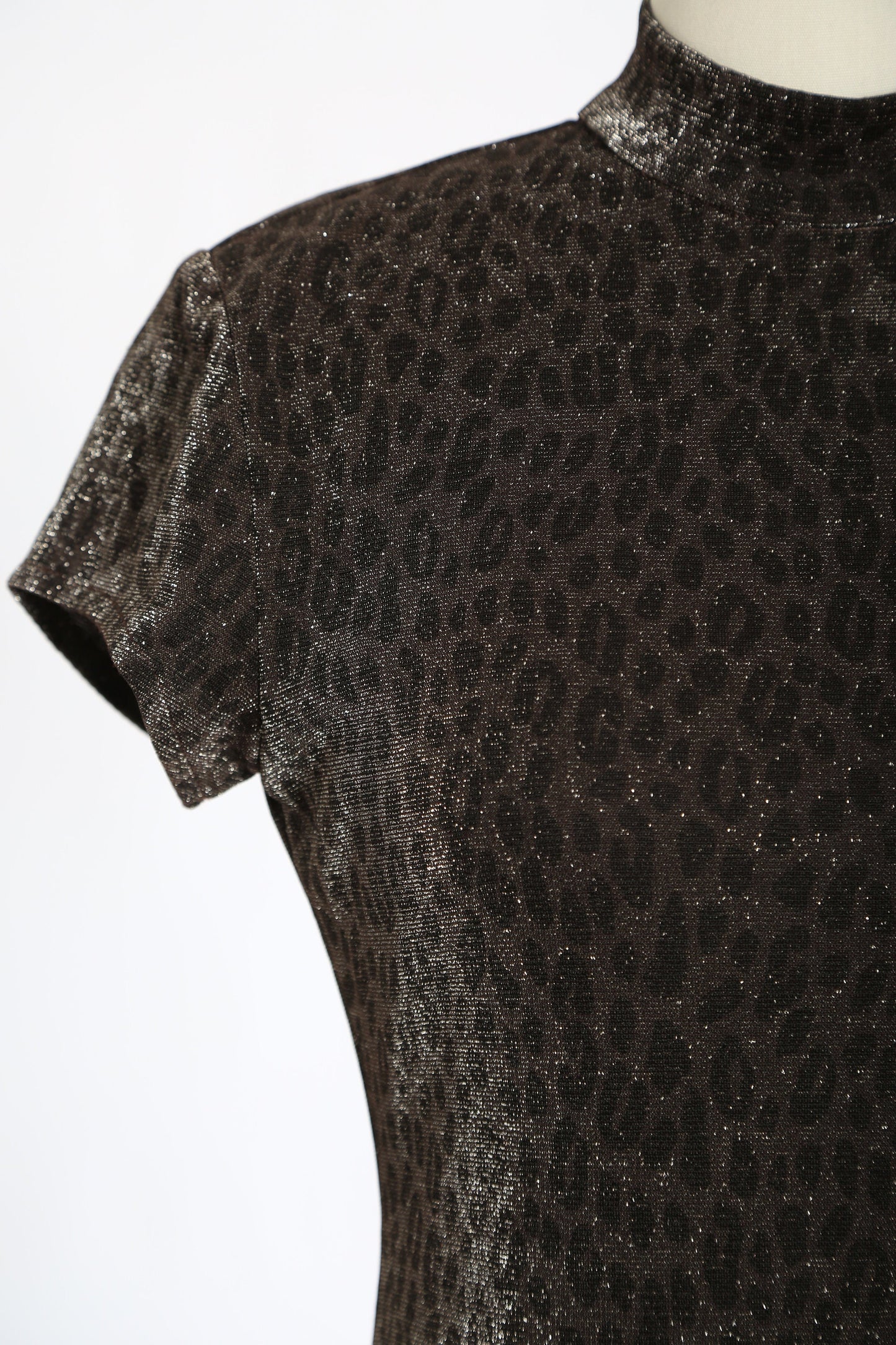 Vintage 1990s leopard print lurex stretch maxi dress