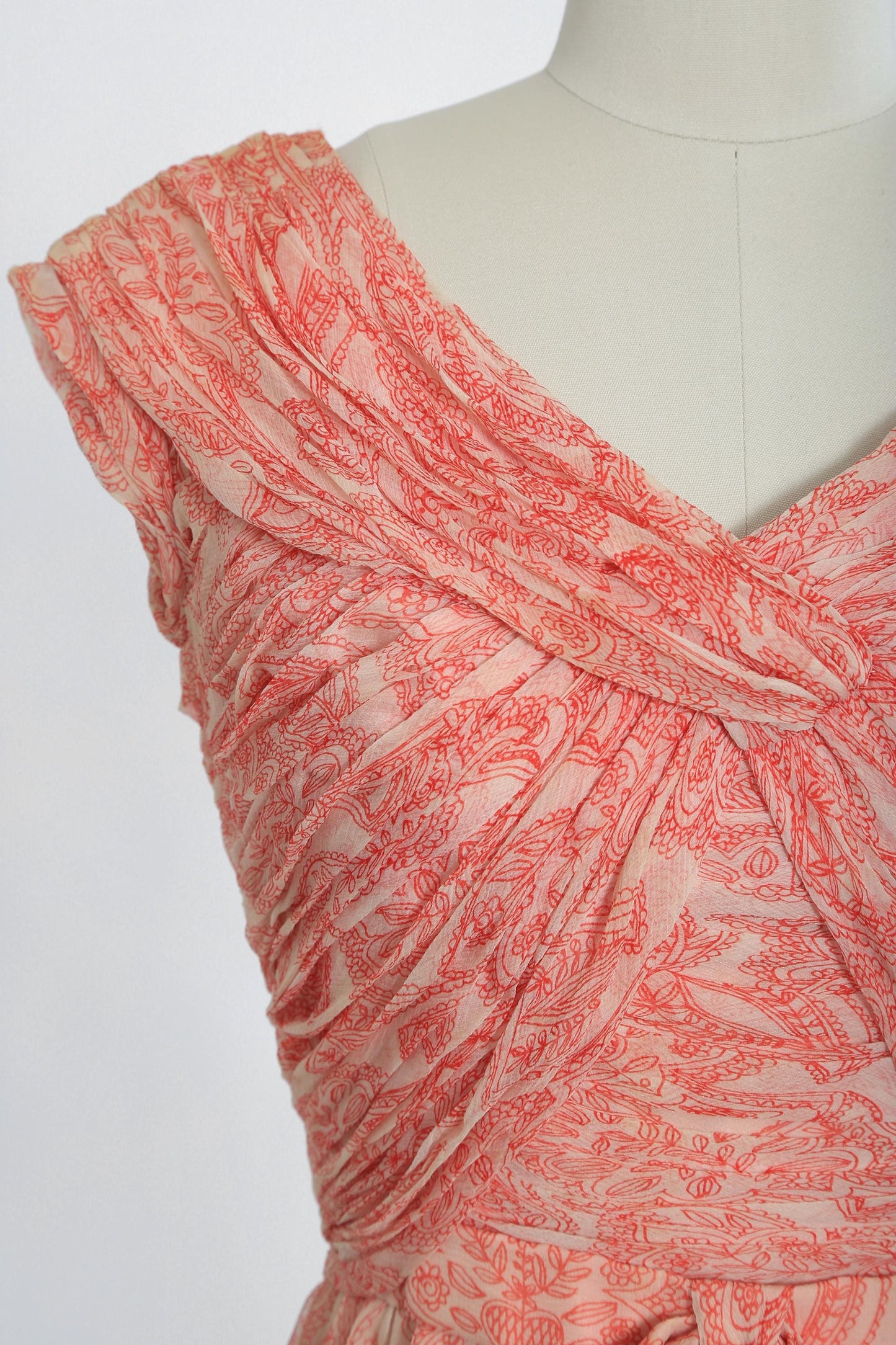 Vintage 1950s f.m. Swiss pink floral silk dress